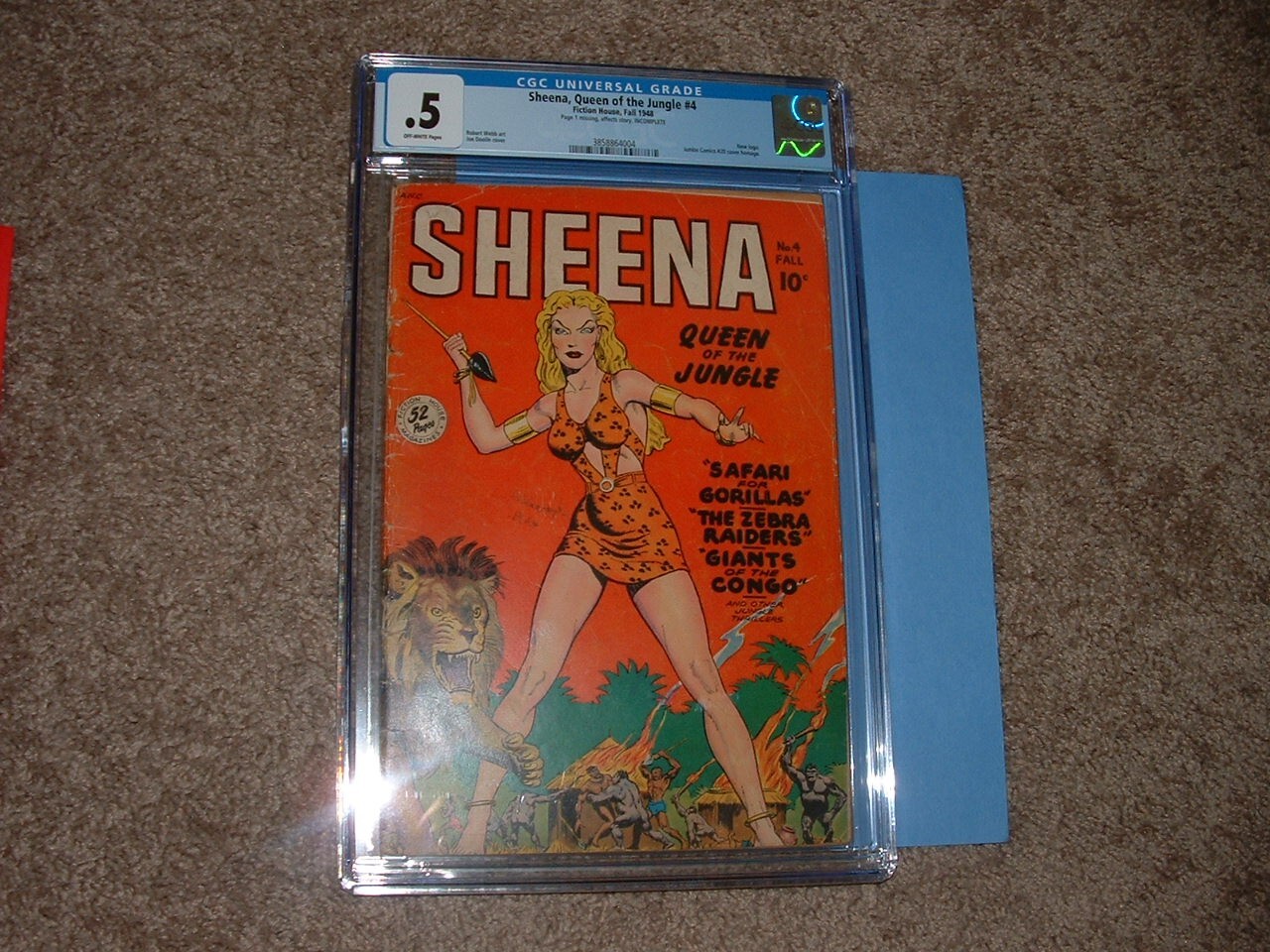 1948 Fiction House Vintage Sheena Queen of the Jungle 4 CGC 0.5 Inc Fast Ship