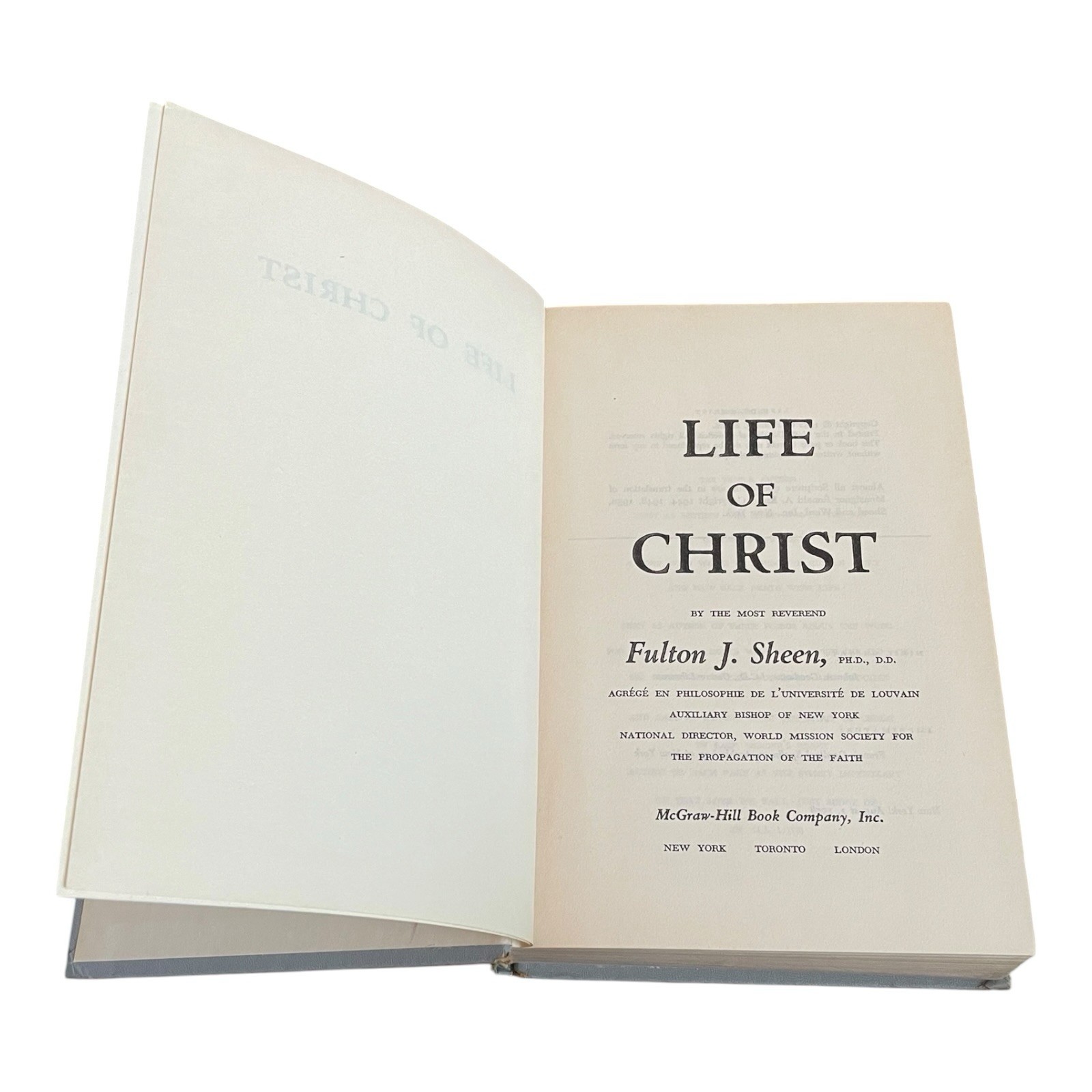 Life of Christ by Fulton J. Sheen 1958 First Edition McGraw-Hill Hardcover VNTG