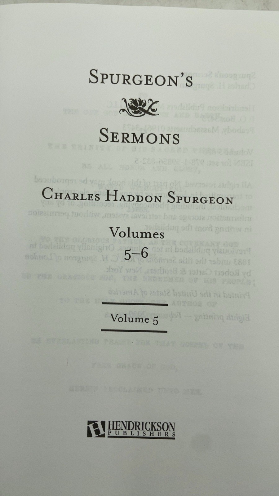 Spurgeon’s Sermons, Volumes 5-6 Charles Haddon Spurgeon Hardcover Eighth prin…