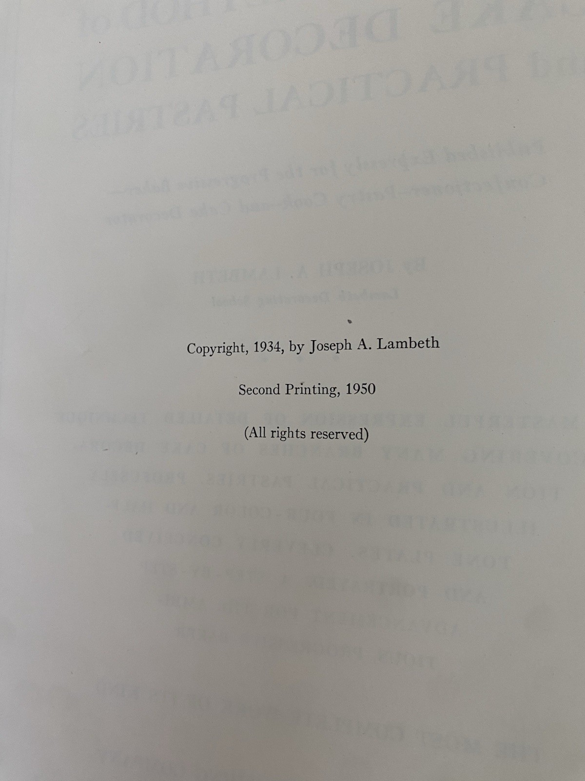 Lambeth Method of Cake Decoration – 1950 ~ 2nd Printing ~ Joseph Lambeth ~ HC
