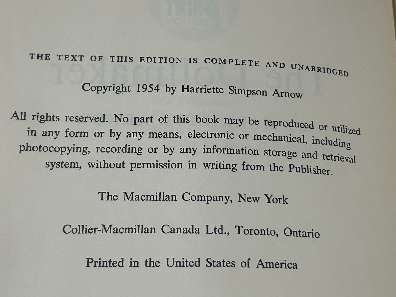The Dollmaker 1954 book LARGE PRINT Edition Hardcover Harriette Arnow HC/DJ