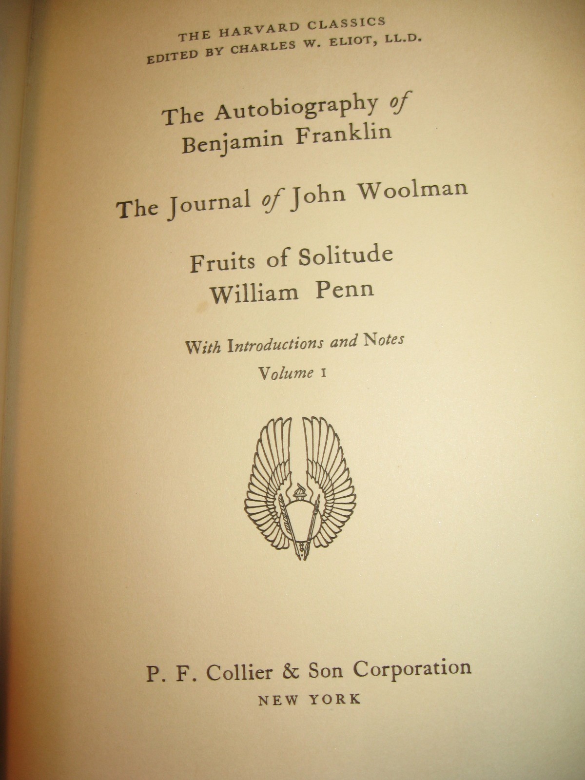 Autobiography of Benjamin Franklin Harvard Classics 1909 HC Book