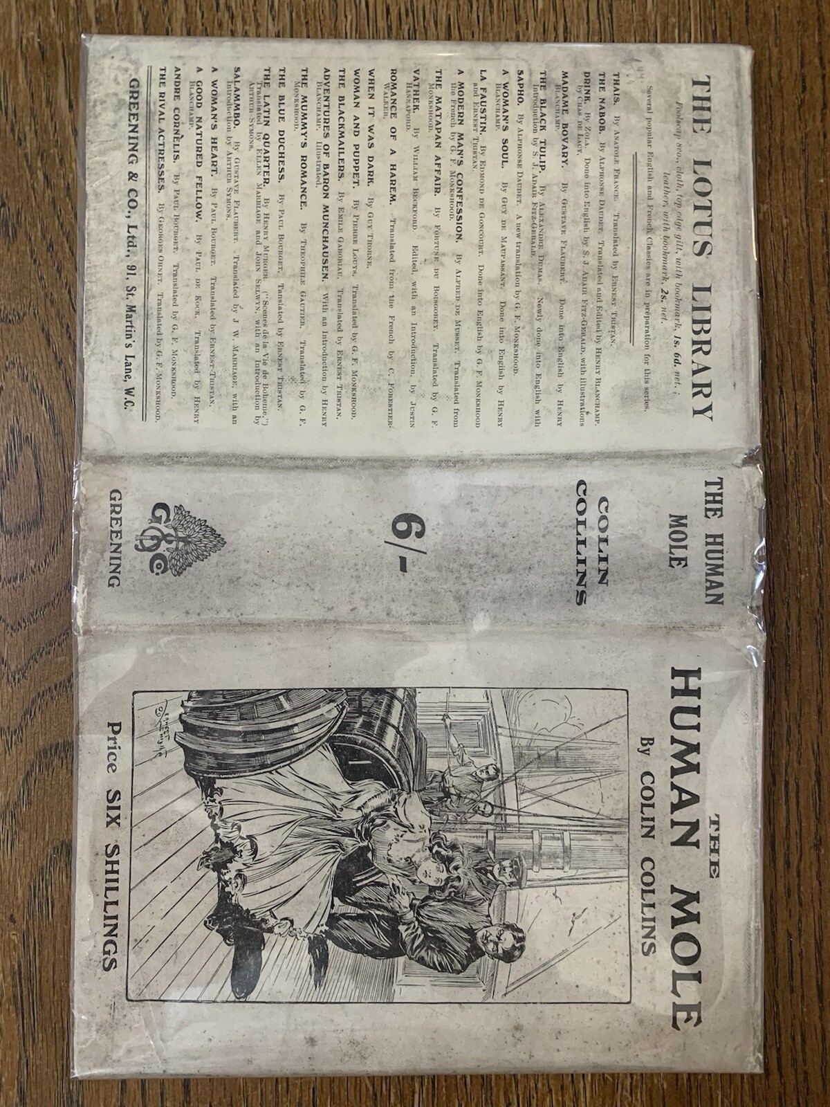 1909 The Human Mole By Colin Collins London Greening & Co 1st Ed Sci Fi Thriller