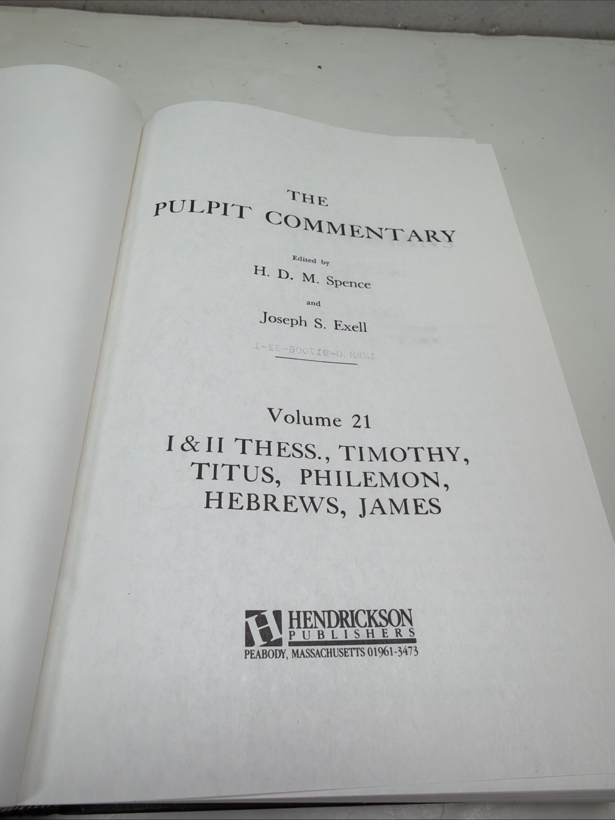 THE PULPIT COMMENTARY Volume 21 Thes, Timothy, Titus, Philemon, Hebrews ,James
