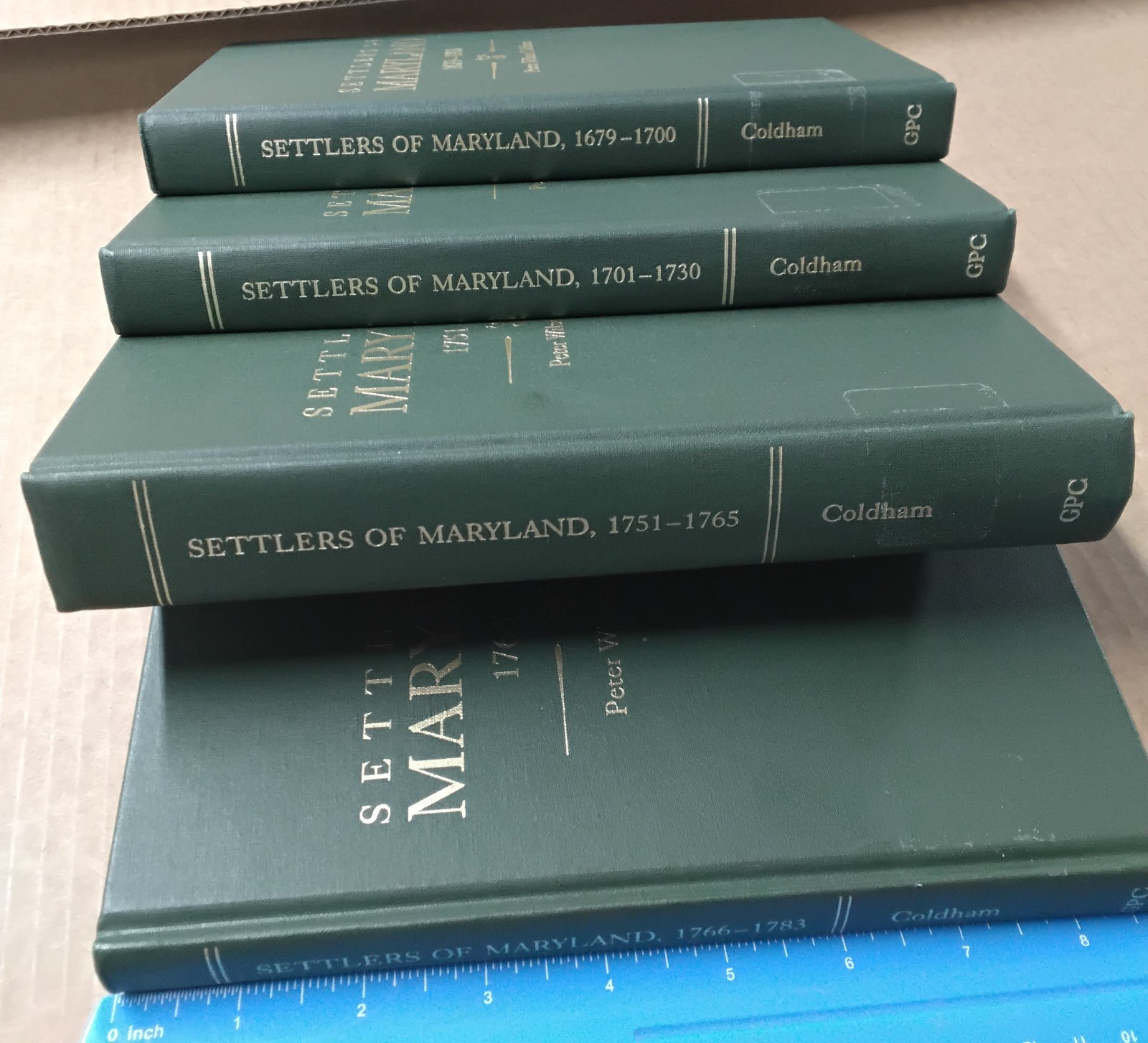 settlers of Maryland genealogy 4 book lot set Coldham 1679-1730 & 1751-1783 xlib