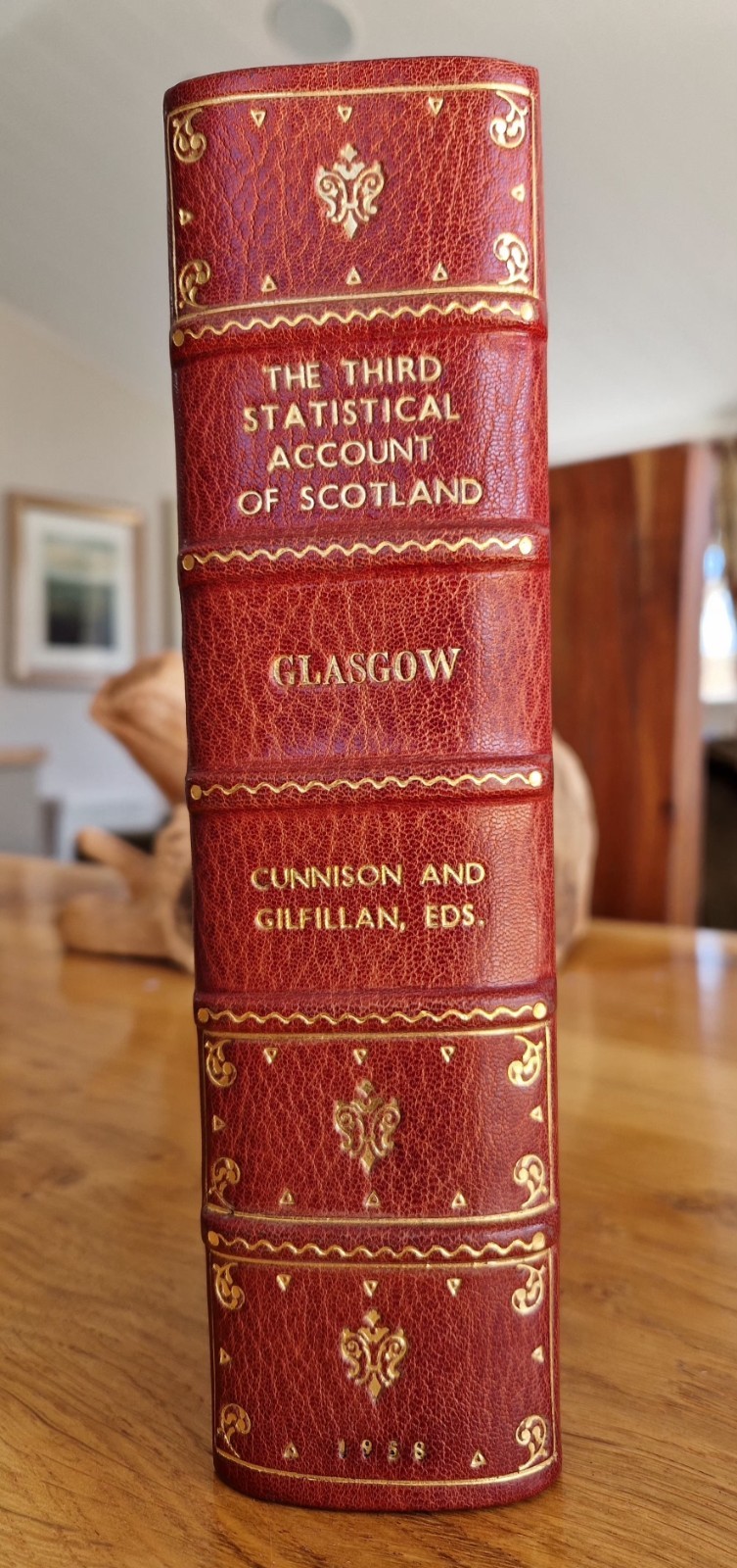 EXQUISITE FINE LEATHER BOUND BINDING STATISTICAL ACCOUNT SCOTLAND GLASGOW