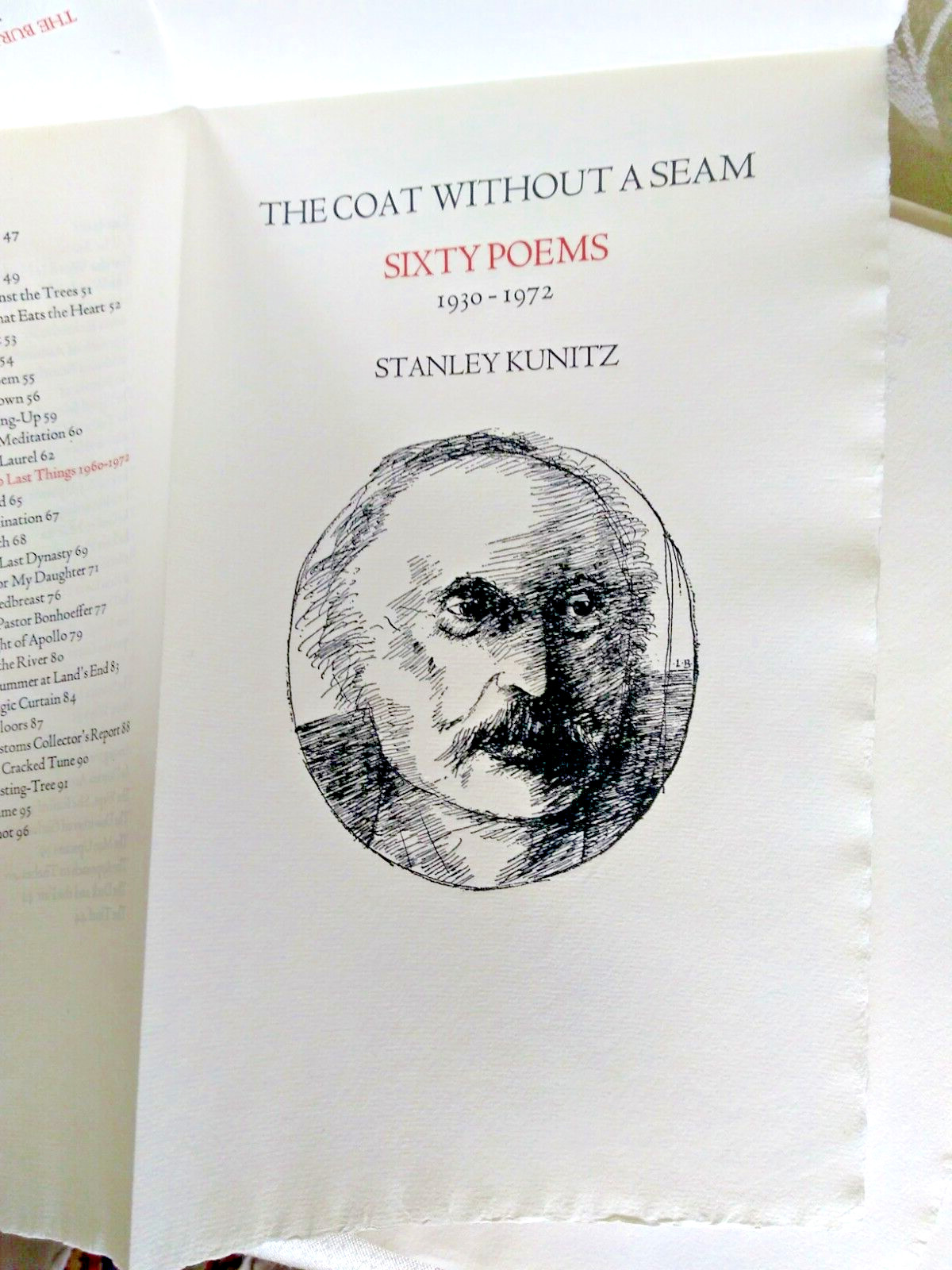(Gehenna Press) Kunitz, Stanley. The Coat without a Seam, Sixty Poems. Ltd. Ed.