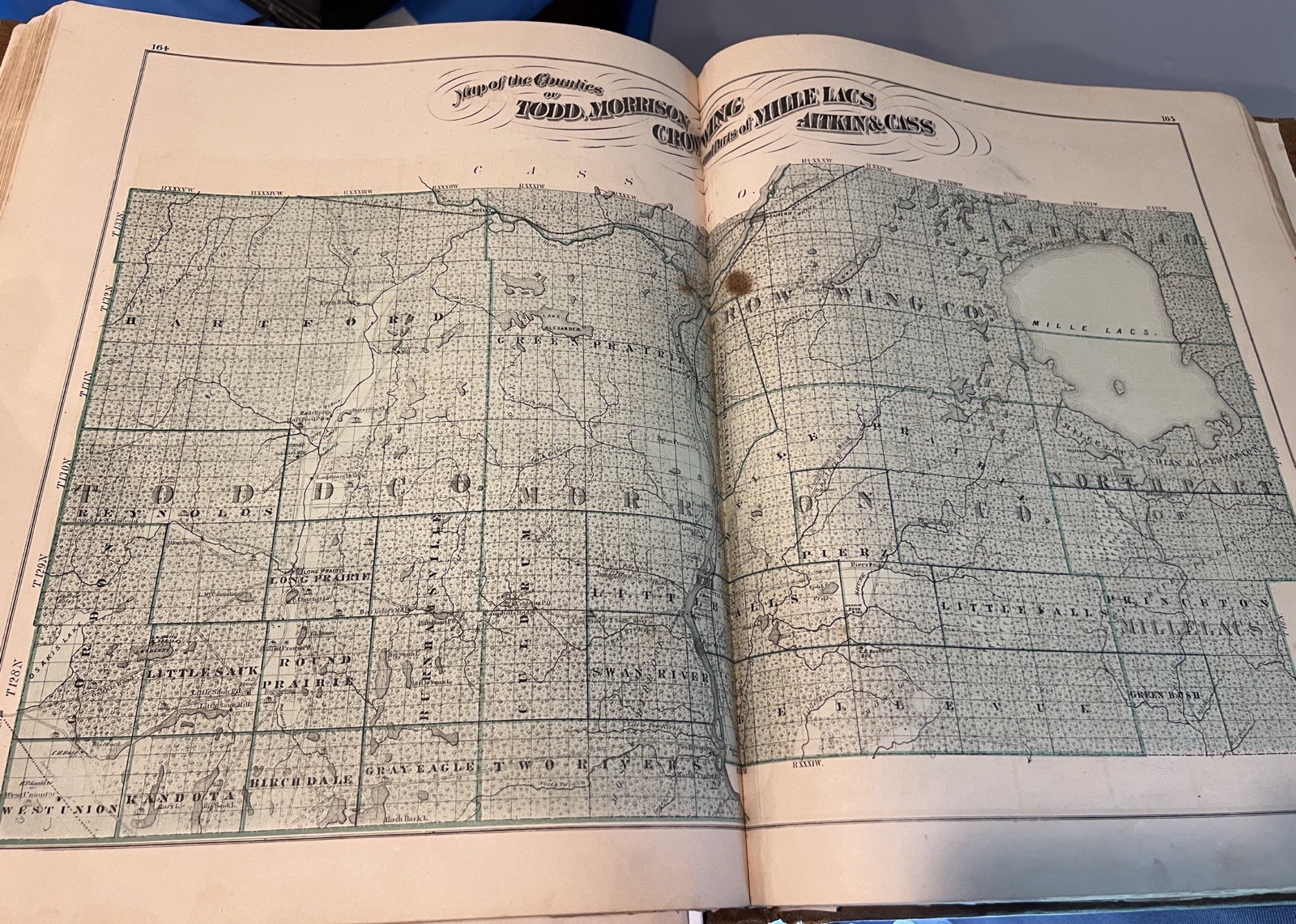 Alfred J. Hill Illustrated Historical Atlas of Minnesota Original Hardcover 1874