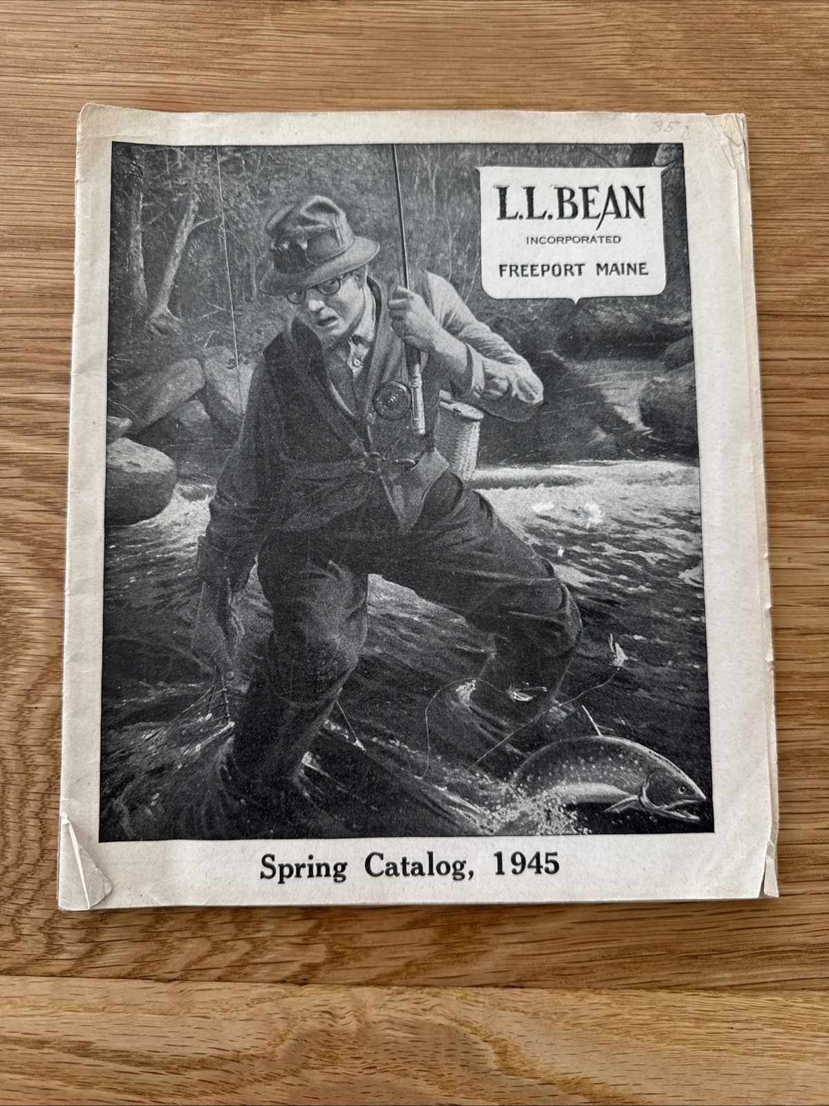 Rare Antique L.L. Bean Spring 1945 WWII Era Lone Fisherman Cover Art Mint Cond.