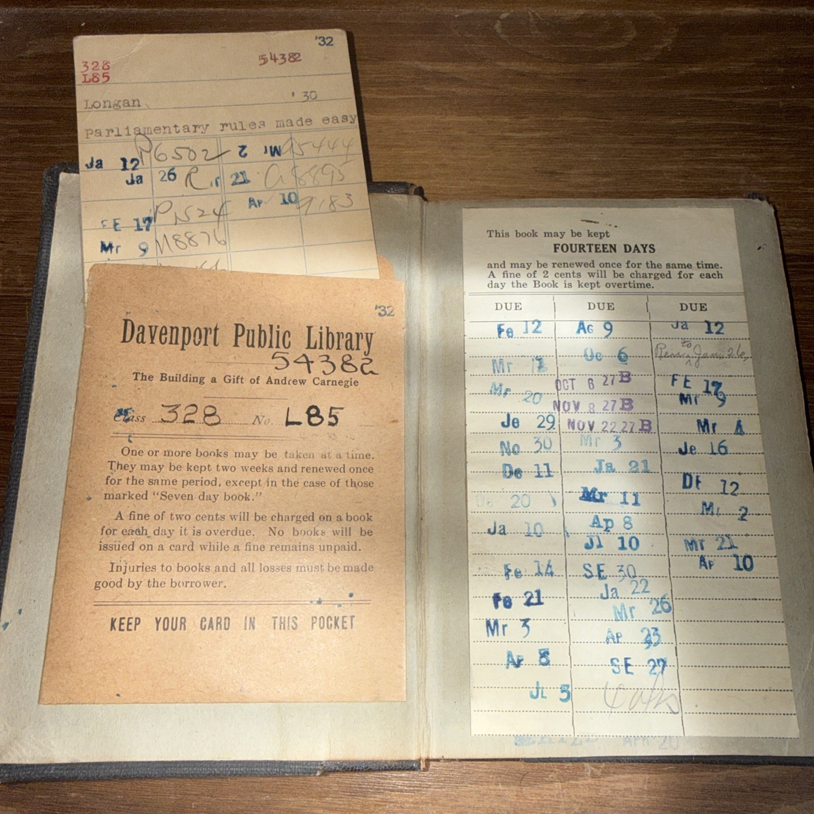 Vintage Longan’s Parliamentary Rules Made Easy 1915 – Original Library Card