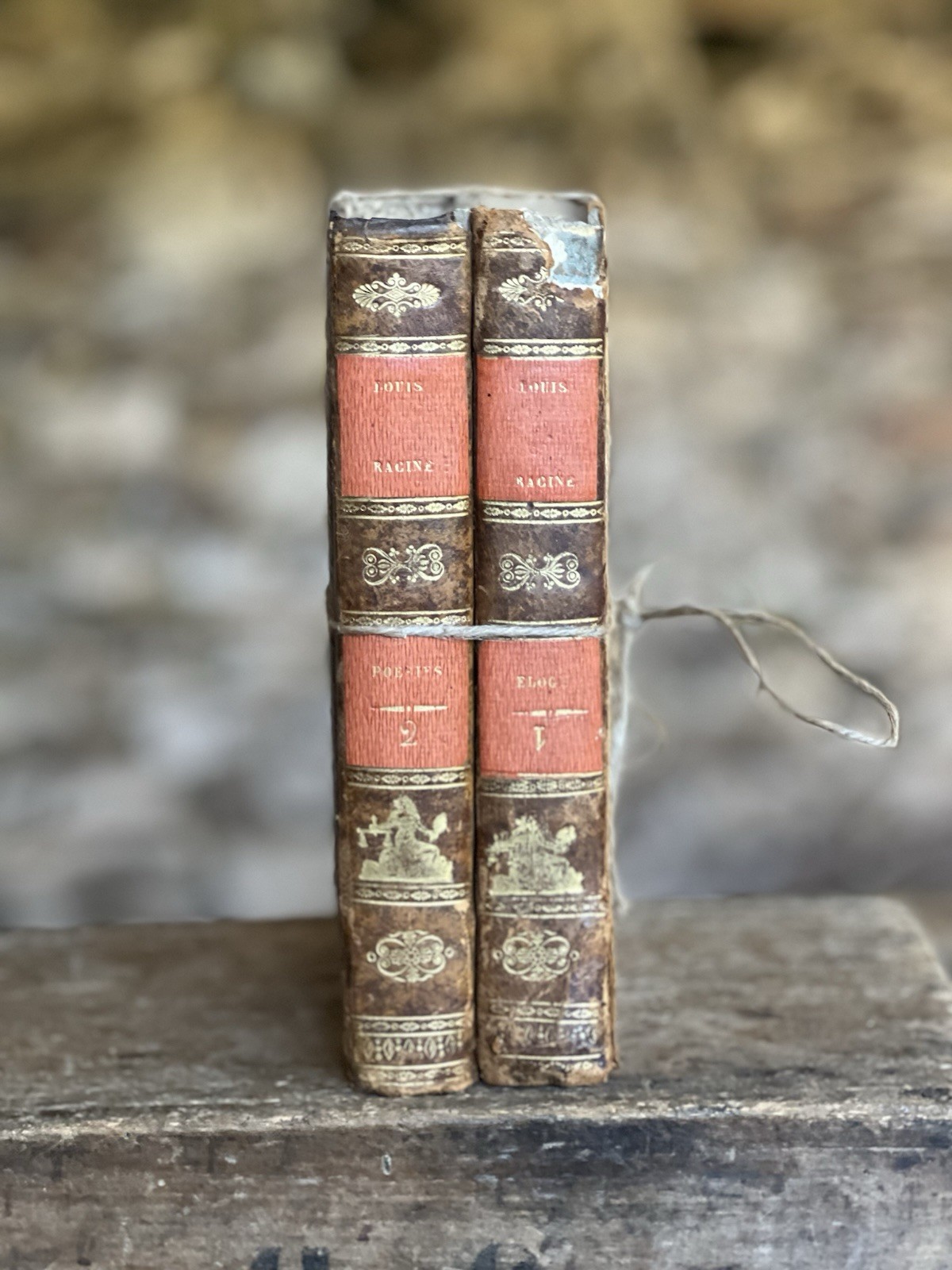 Antique Pair of French 1808 Paris Rag Paper Books