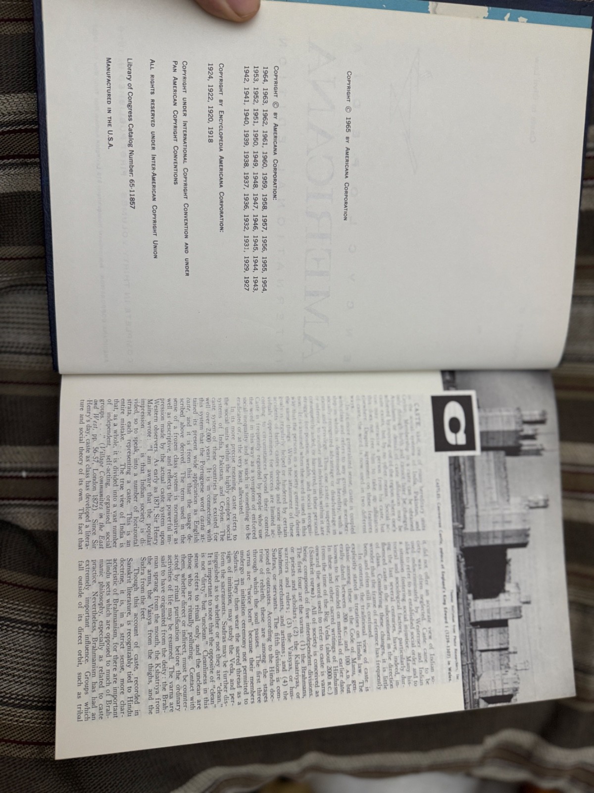 1965 ENCYCLOPEDIA AMERICANA International Ed Volume #6 Caste – Civil Law
