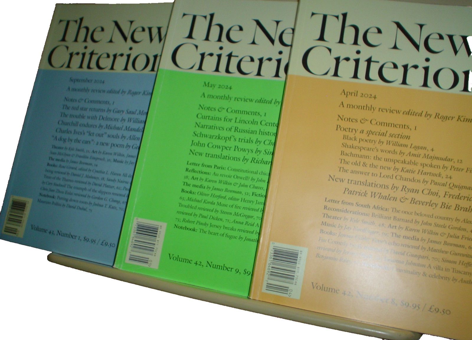 NEW CRITERION MAGAZINES 2024 LOT OF 3 Apr May Sept Black Poetry POWYS Ives