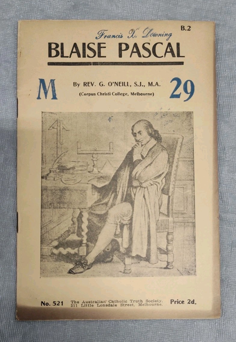 Blaise Pascal Rare The Australian Catholic Church Truth Society Booklet 1928