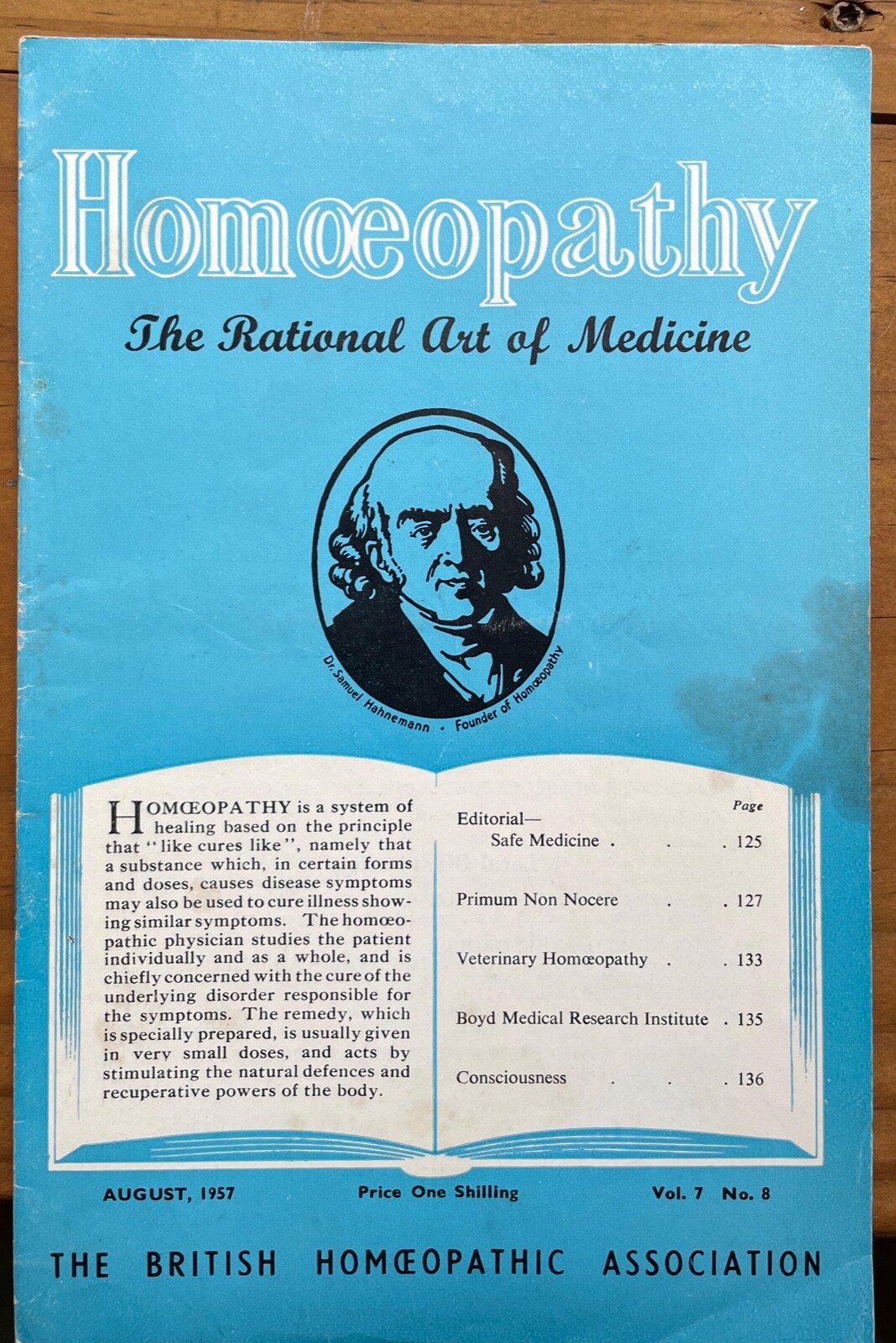HOMOEOPATHY: BRITISH HOMOEOPATHIC ASSN – ALTERNATIVE NATURAL MEDICINE, Aug 1957