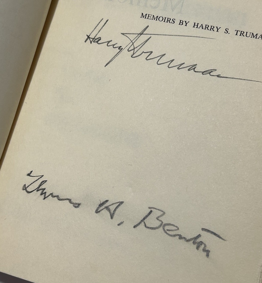 RARE Signed Harry S Truman & Thomas Hart Benton Memoirs 2 Volume Set HC DJ