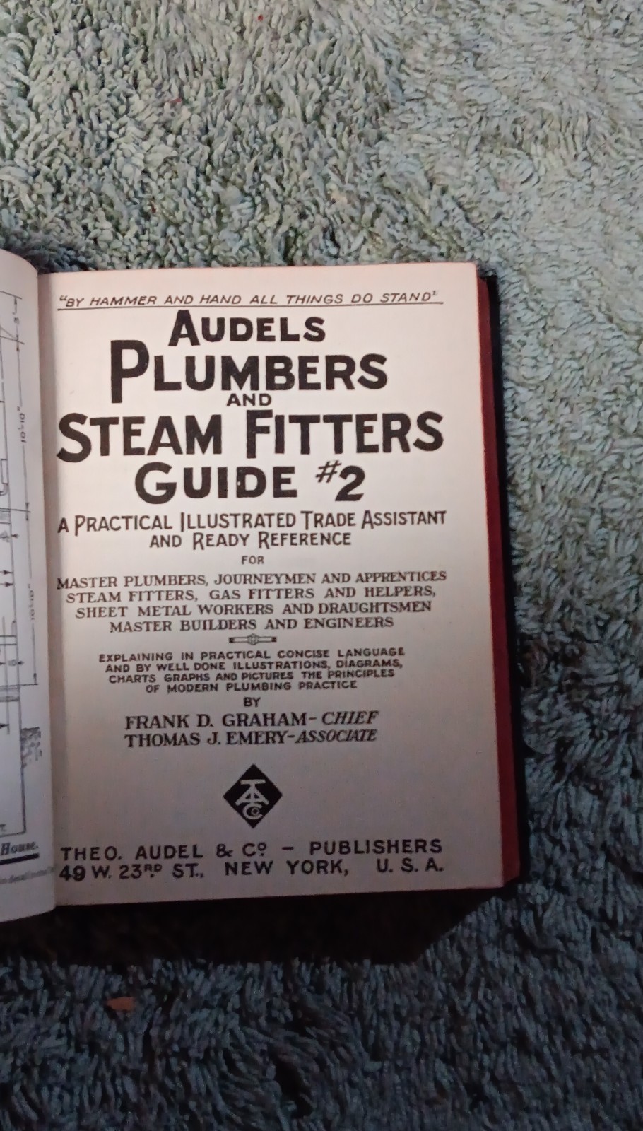 Theo Audel Plumbers Steam Fitters Guide Vol 1 & 2 1941 Hardcover Illustrated