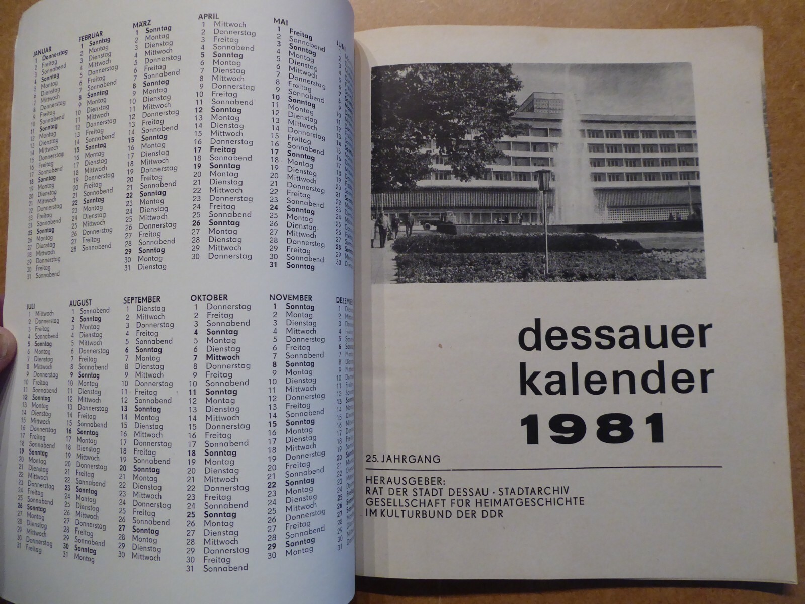 Dessau, Dessau calendar 1981, 25th century, local history, local and regional studies
