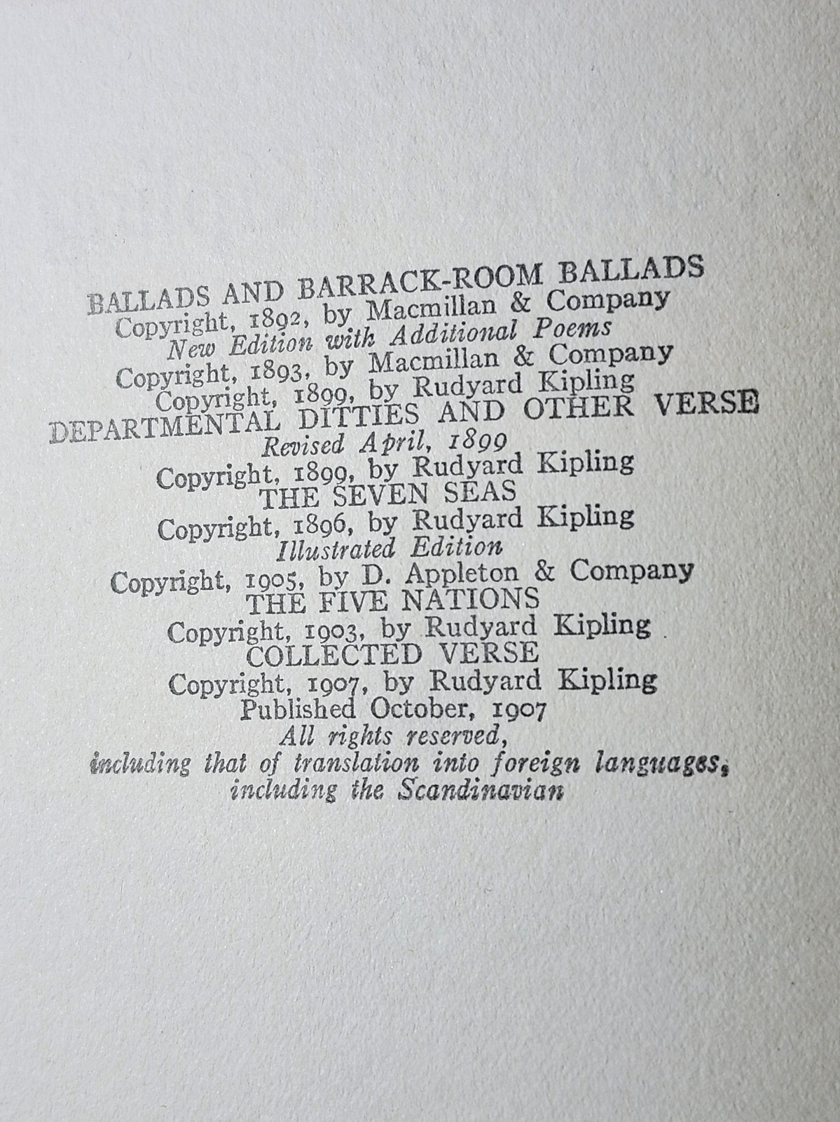 Collected Verse of Rudyard Kipling : Printed 1918 : Doubleday, Page and Company