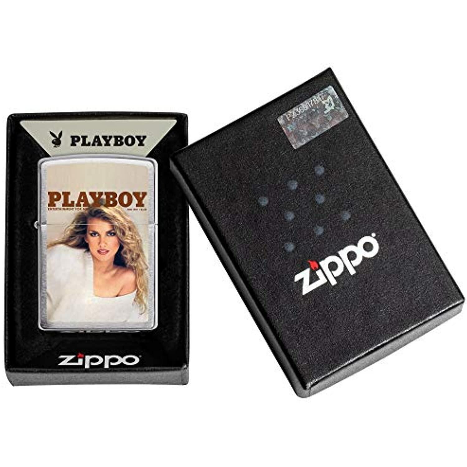 Zippo Playboy Cover June 1981 Pocket Lighter, Brushed Chrome, One Size