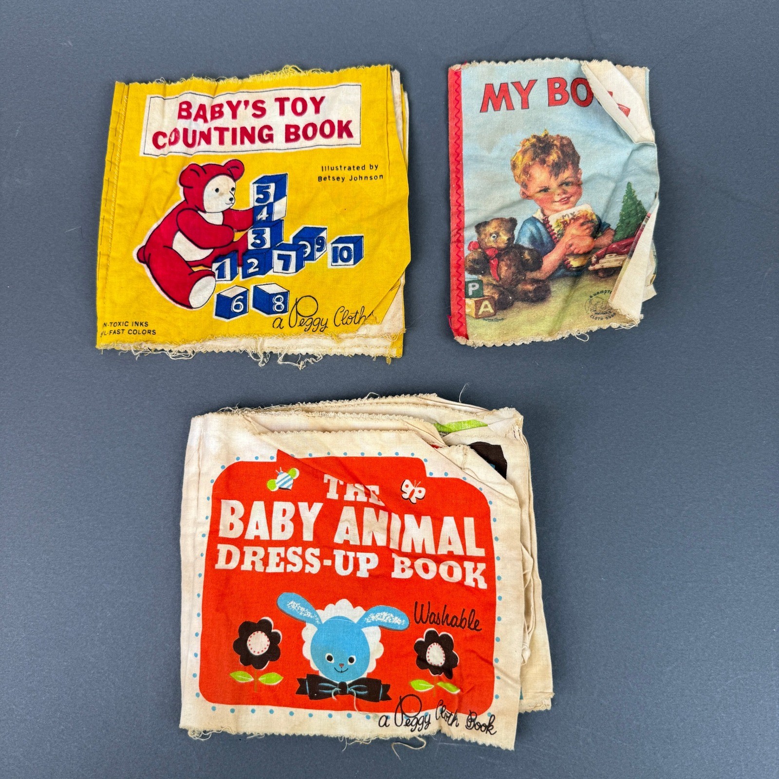 Peggy Cloth Books Vintage Baby Cloth Books Set of 3 Multicolor 1960s Nursery