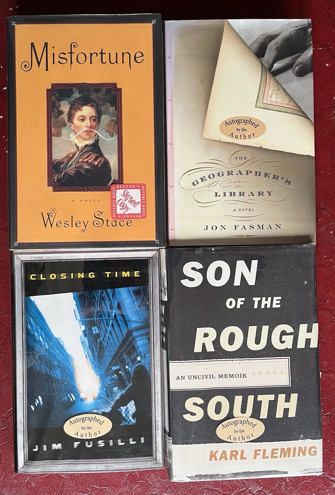 4 SIGNED 1st EDITION HC DEBUT NOVELS OF VARIOUS GENRES IN PRISTINE CONDITION!