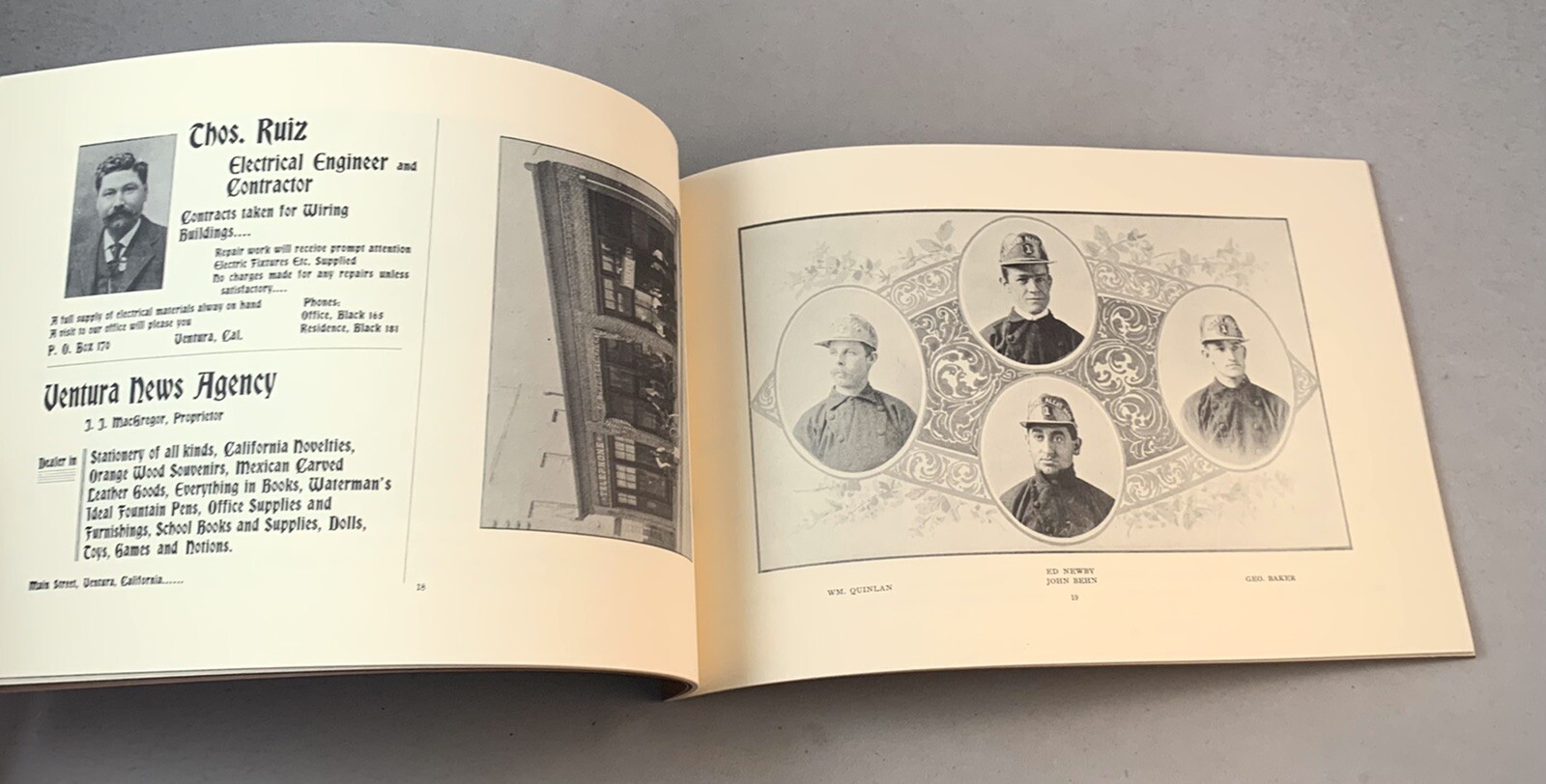 1902 Reprint Souvenir Book-San Buena Ventura Fire Department-Photographs!-RARE!