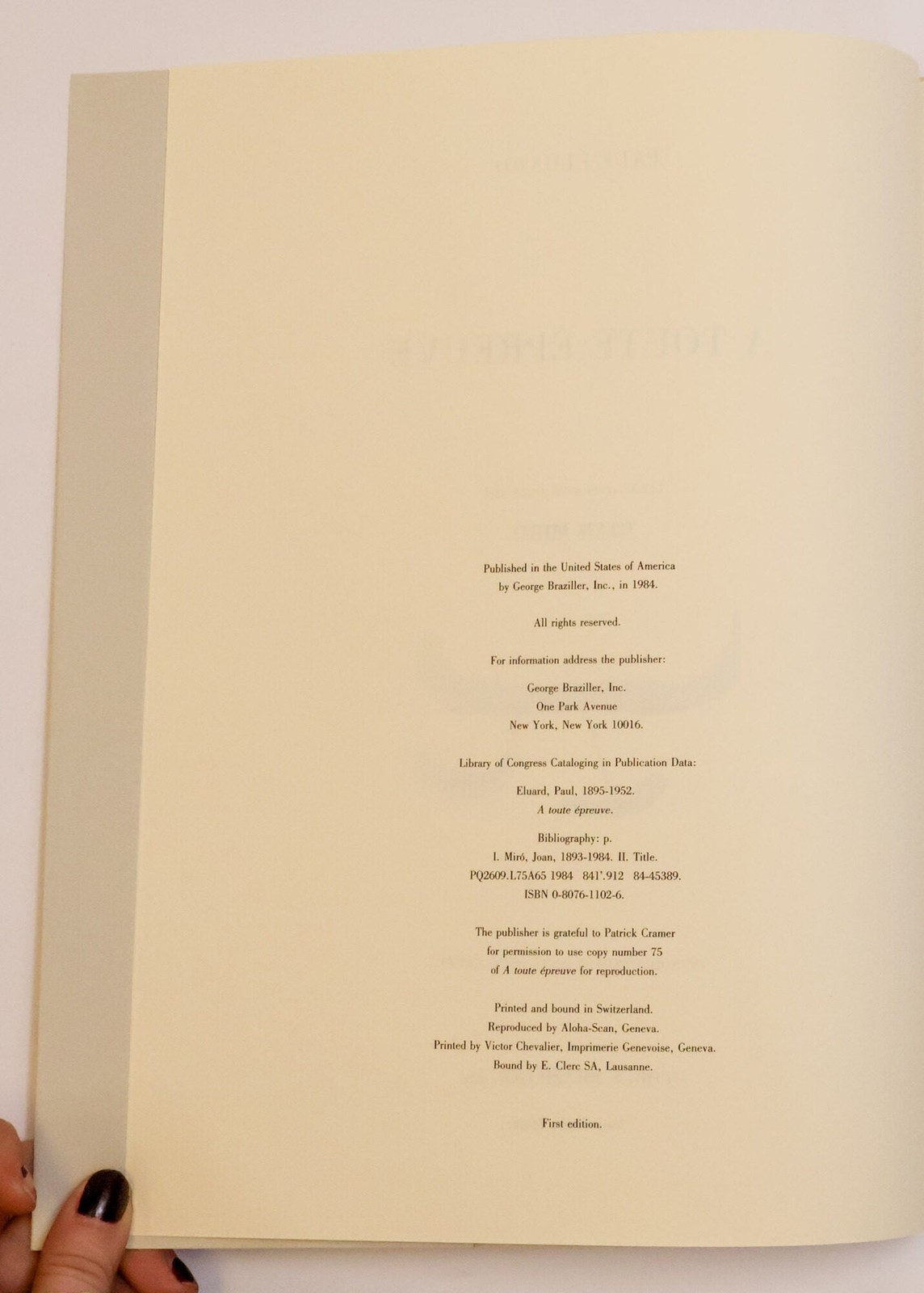 Paul Éluard, Joan Miró / TOUTE ÉPREUVE Two Volumes 1st ed 1984