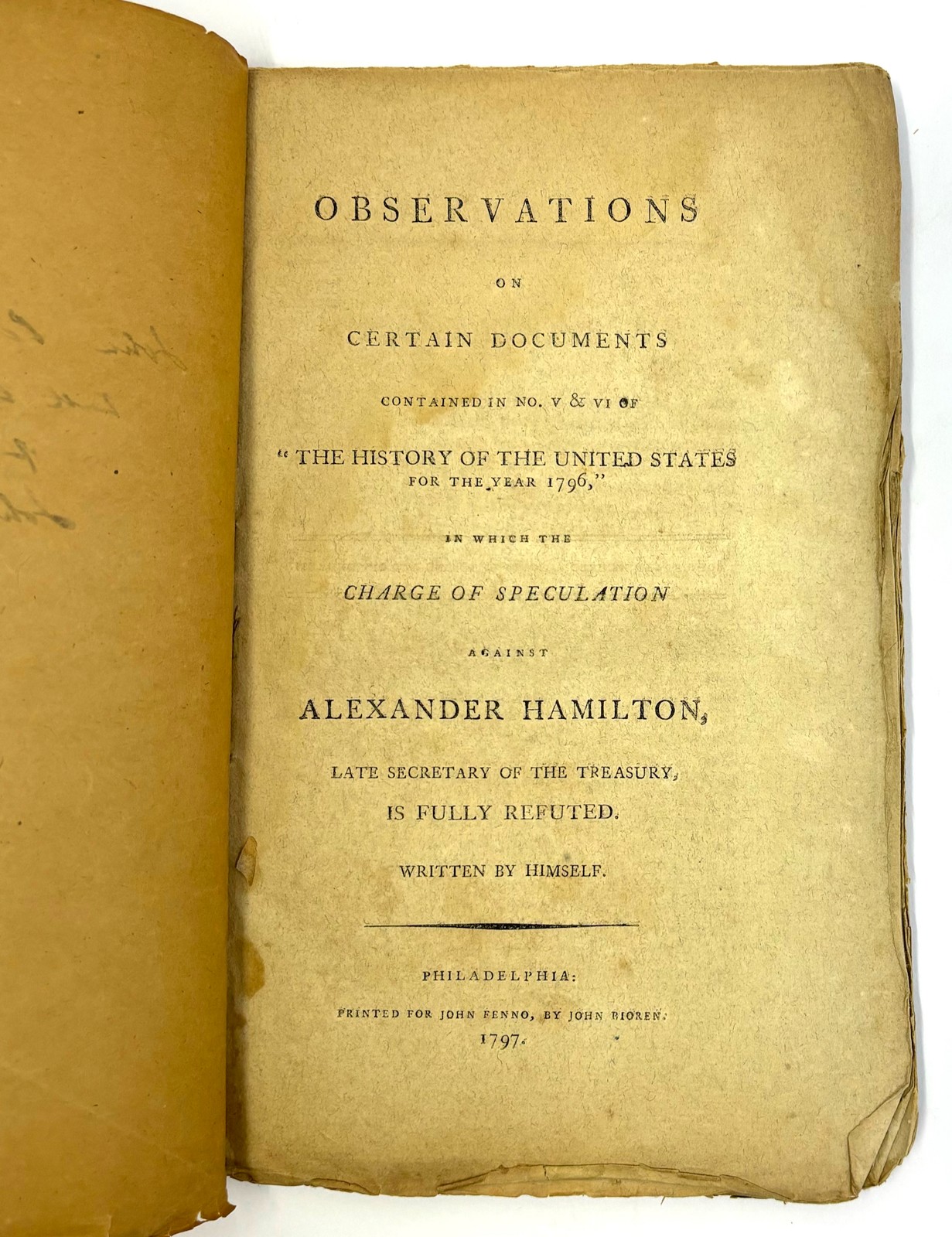 Alexander HAMILTON / Observations on Certain Documents Contained in No V 1st ed