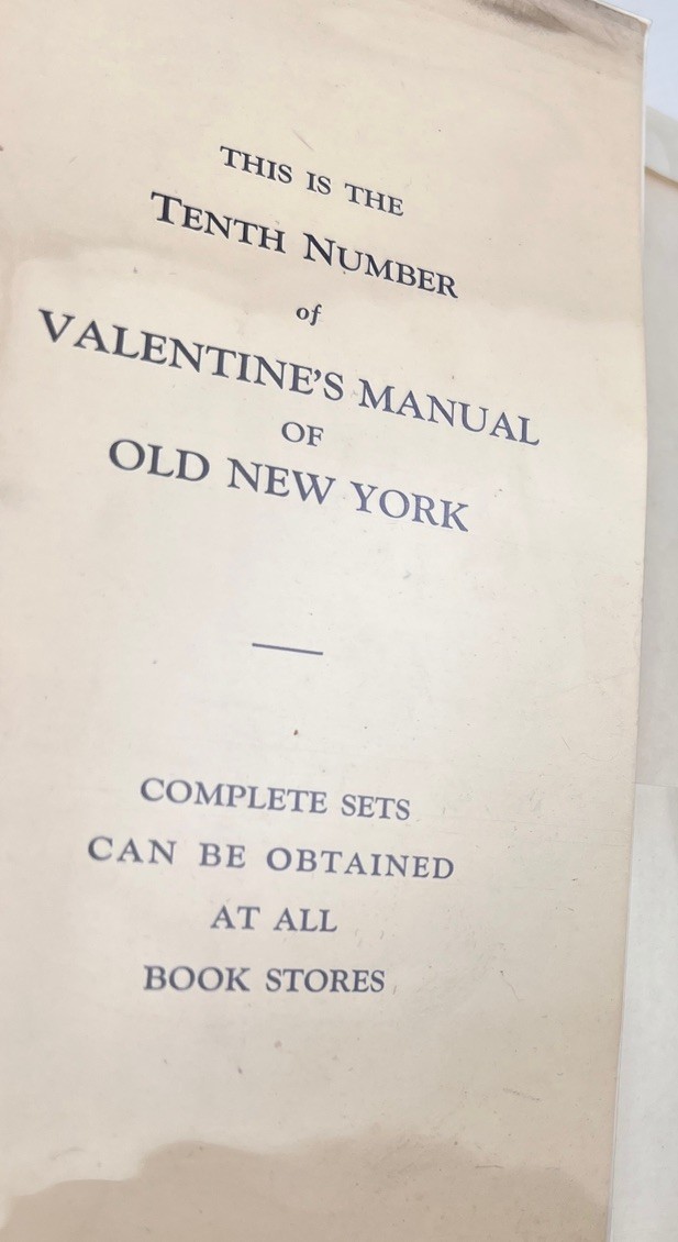 Valentine’s Manual of Old New York 1926 10th Henry Collins Brown Last Fifty Year