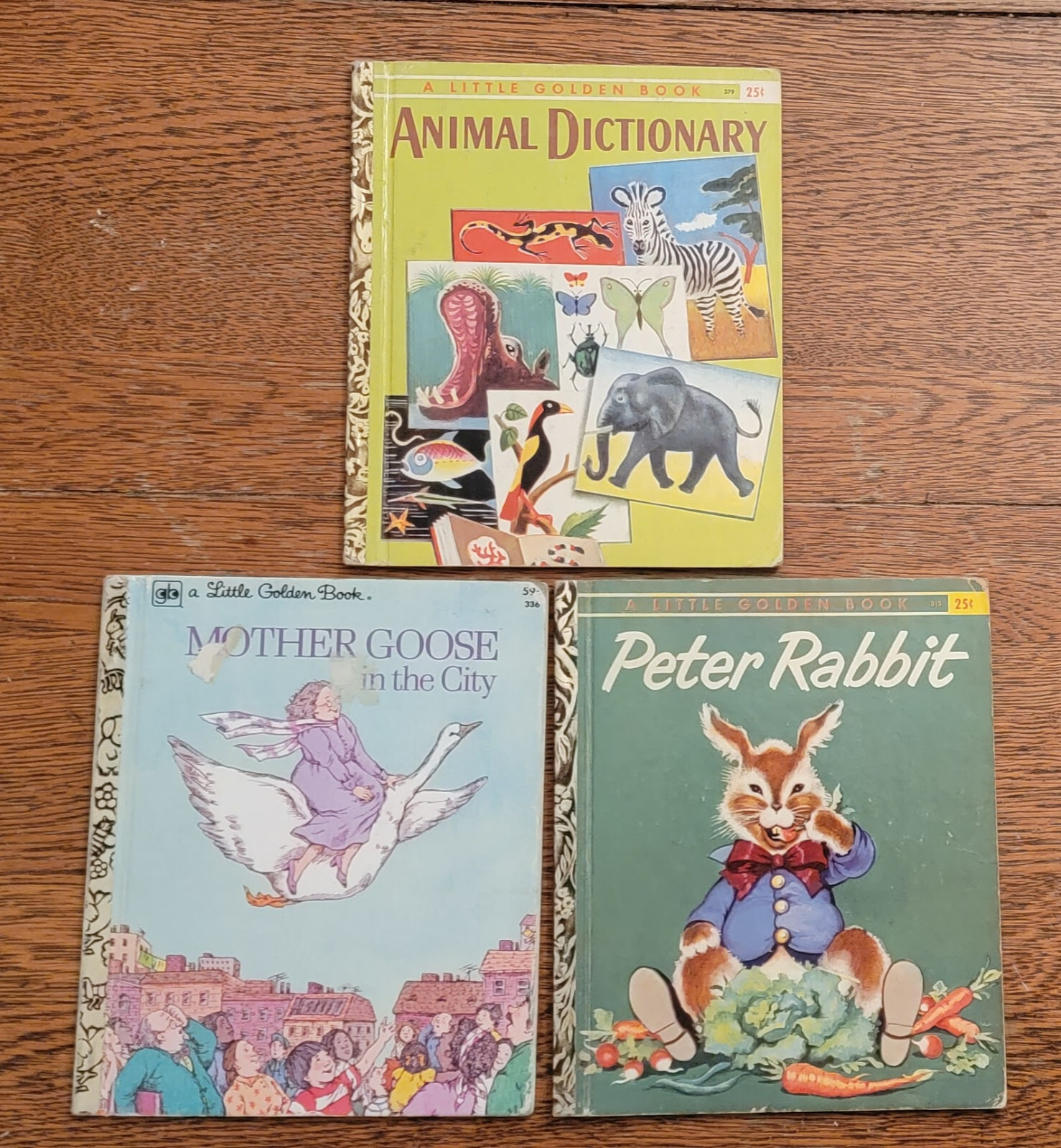 3 Little Golden Books #313 Peter Rabbit „A“ #336 Mother Goose … 4th #379 „A“