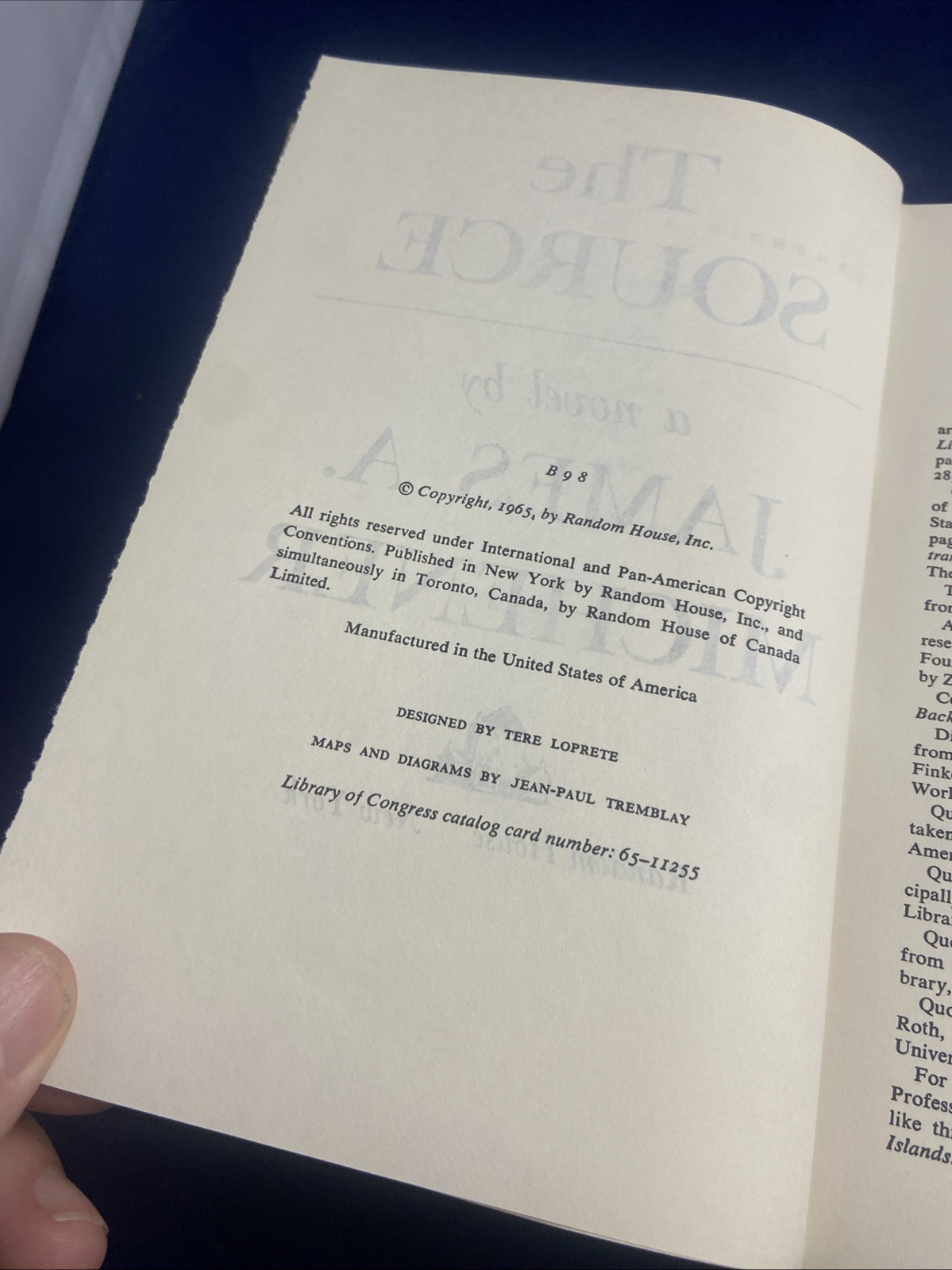 The Source – James Michener Vintage HCDJ Code B98