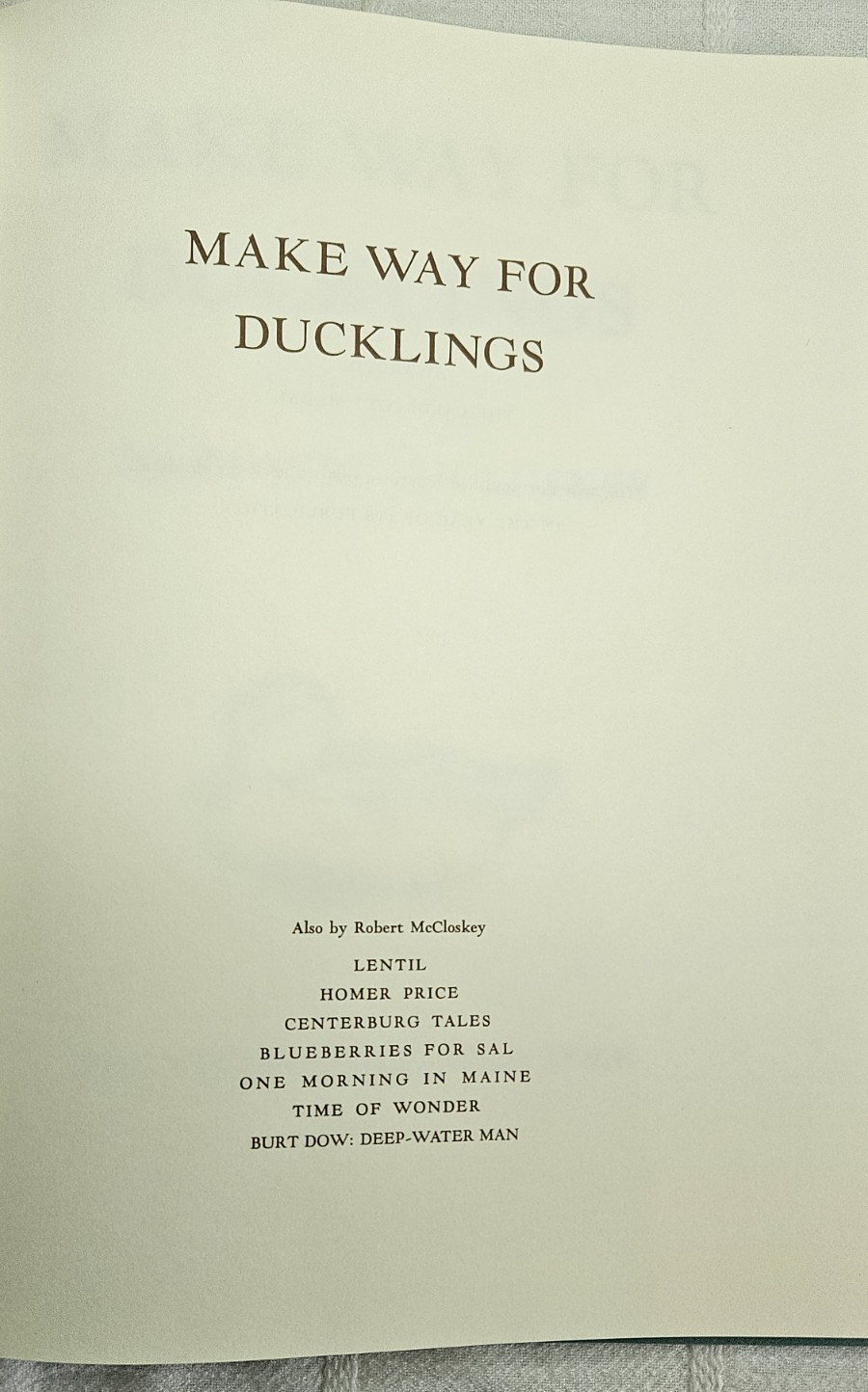 Make Way for Ducklings by Robert McCloskey 1969 Viking Press Children’s Book