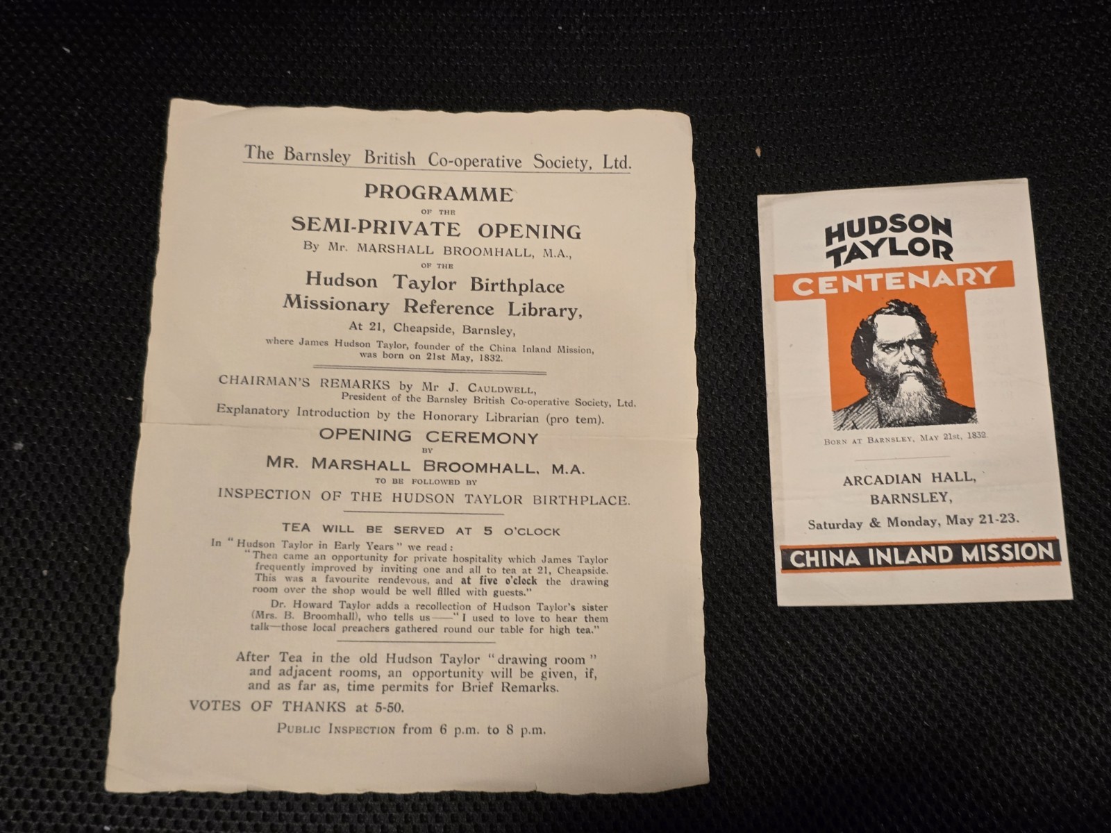 Rare Hudson Taylor Centenary Items China Inland Mission Pamphlet & Flyer