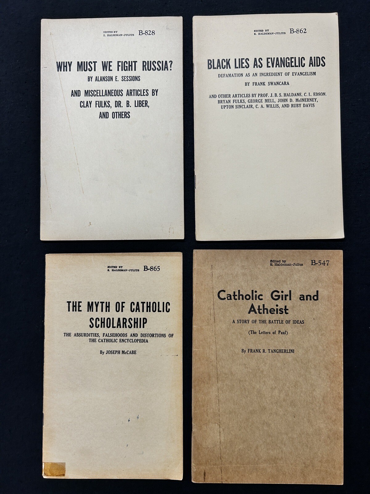 Lot 4 Haldeman-Julius booklets CATHOLICISM Atheist Russia Socialism VTG