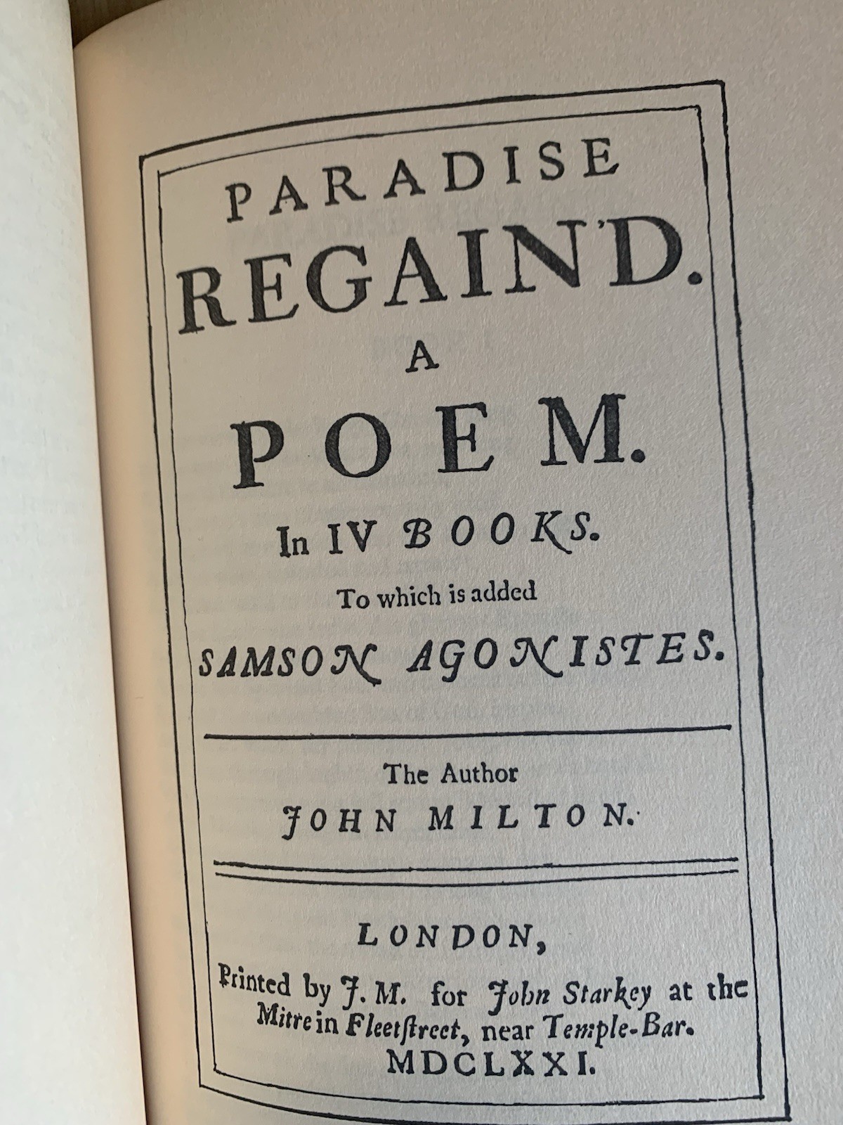 Paradise Loss, Regained Samson Agonist Poems by John Milton