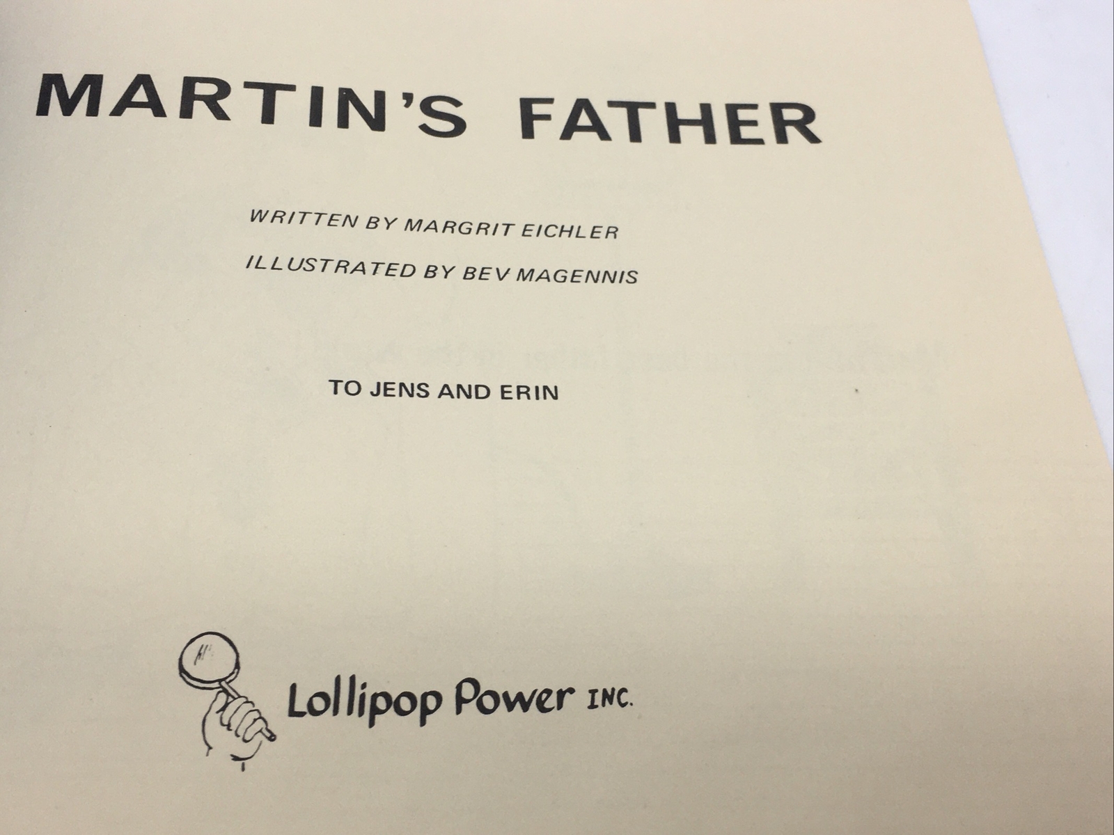 1971 First Edition First Print Martin’s Father Margrit Eichler Bev Magennis Rare