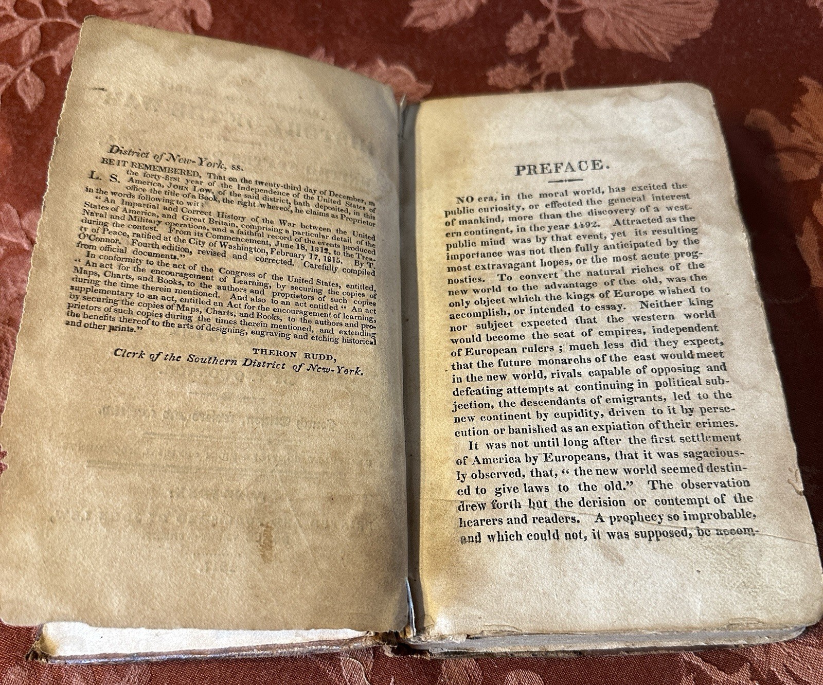 1817 History of the War of 1812 – T. O’Connor – 4th Edition Early American Book