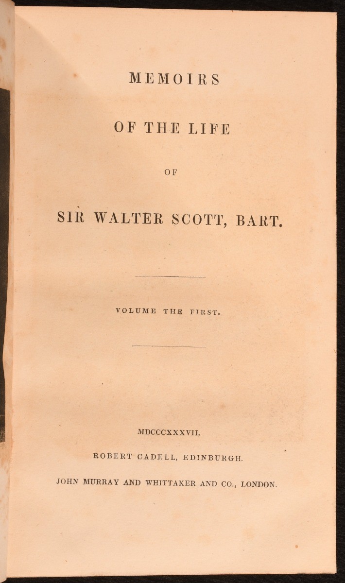 1837-1838 7vol Memoirs of the Life of Sir Walter Scott, Bart First Ed.