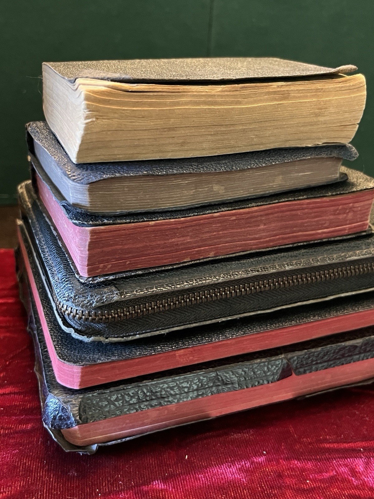 6 lot Vintage Holy Bibles Illustrated 1942 New Testament Red Letter 1949 Leather