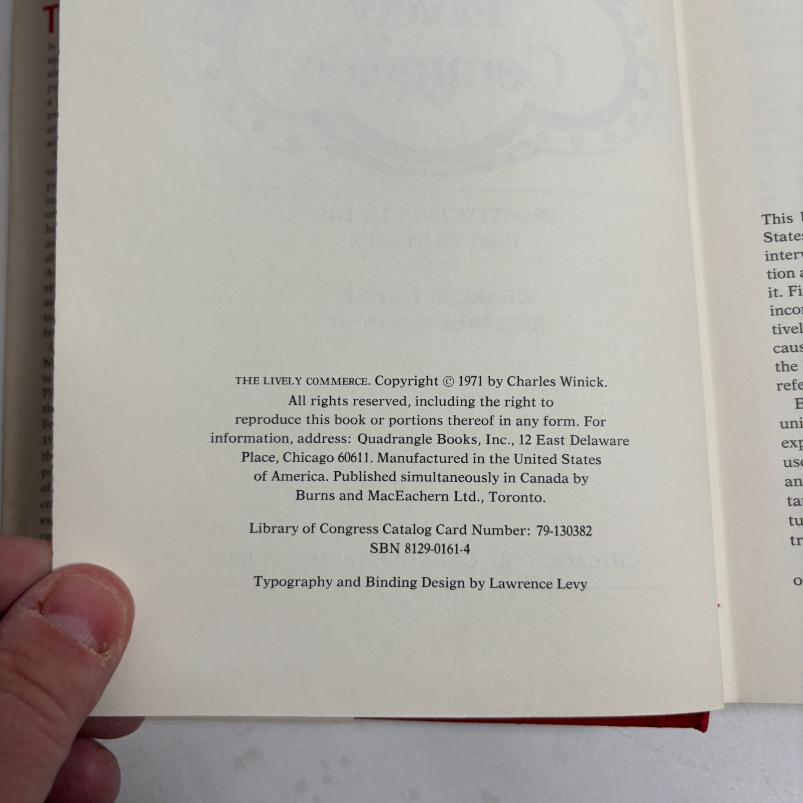 The Lively Commerce by Charles Winick & Paul M. Kinsie 1971 Quadrangle Books