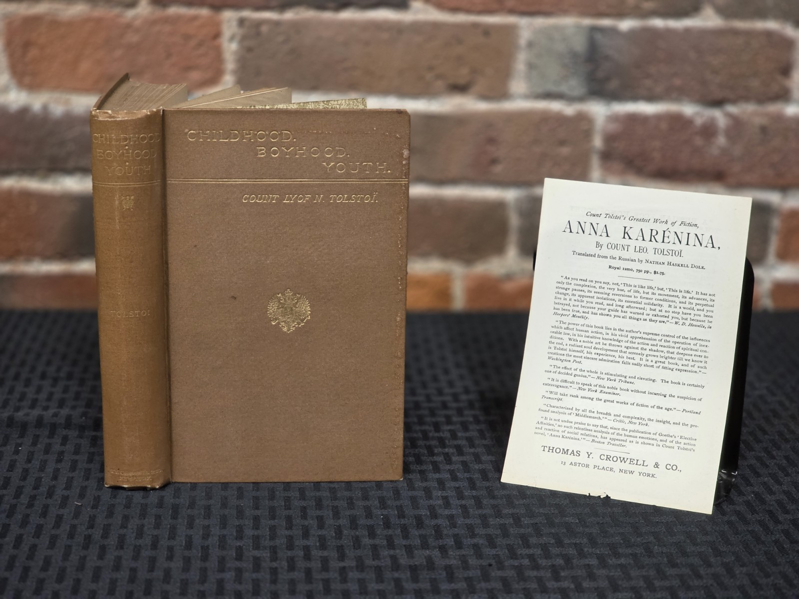 LEO TOLSTOI Childhood, Boyhood, Youth 1st 1886 w/ ANNA KARENINA AD Crowell & Co