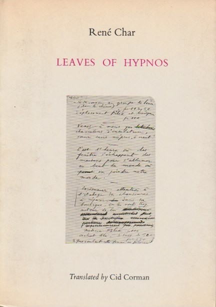 1973 First Edition of Leaves of Hypnos by René Char Grossman/Mushinsha Pub.