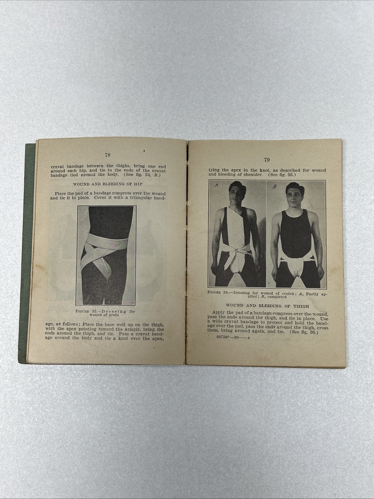 Manual of First Aid Instruction Book U.S. Dept Commerce Bureau of Mines 1930