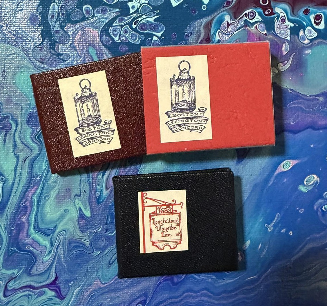 Wayside Inn Pen Drawings, Historic Boston Lexington Concord 2 Miniature Books