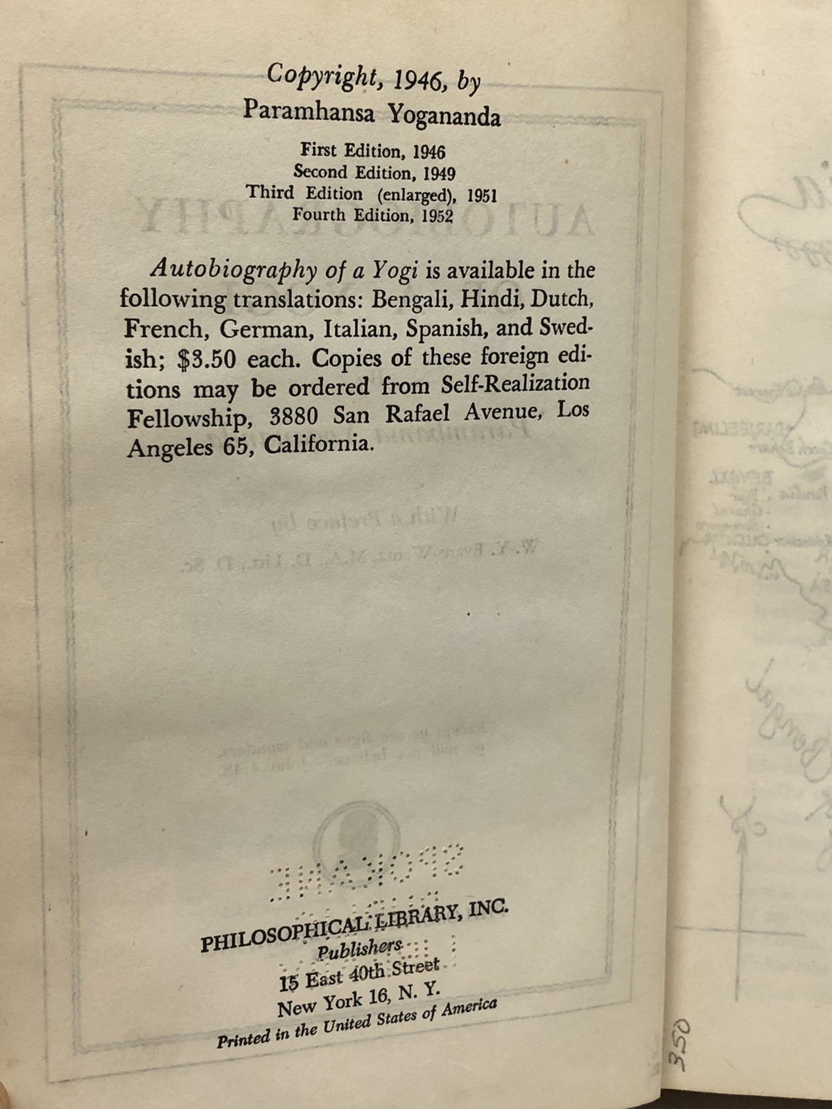 1952 – Autobiography of a YOGI – Paramhansa Yogananda , Kriya Yoga , Mysticism
