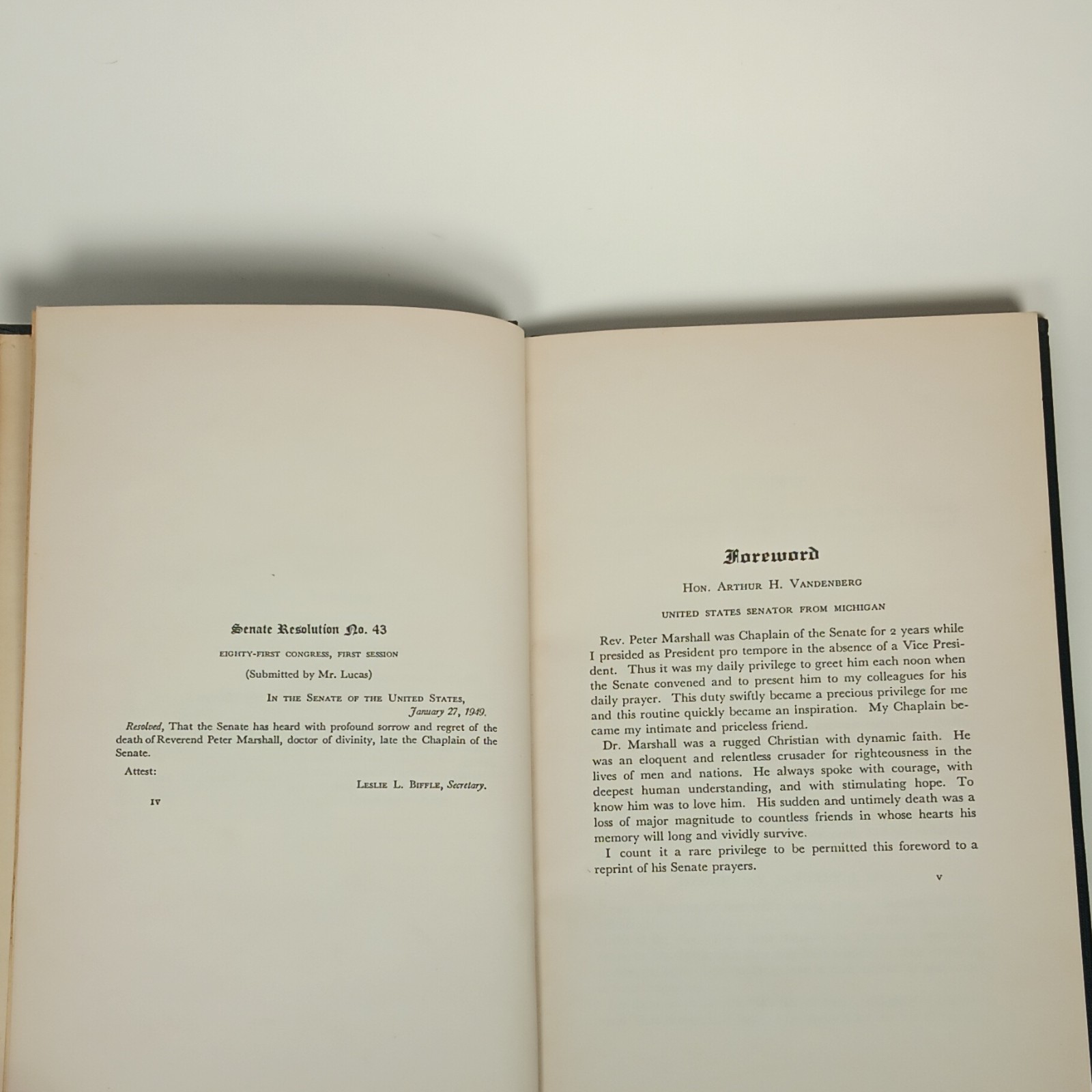 1949 Peter Marshall Prayers Hardcover 1947-1949 US Gov Printing Office