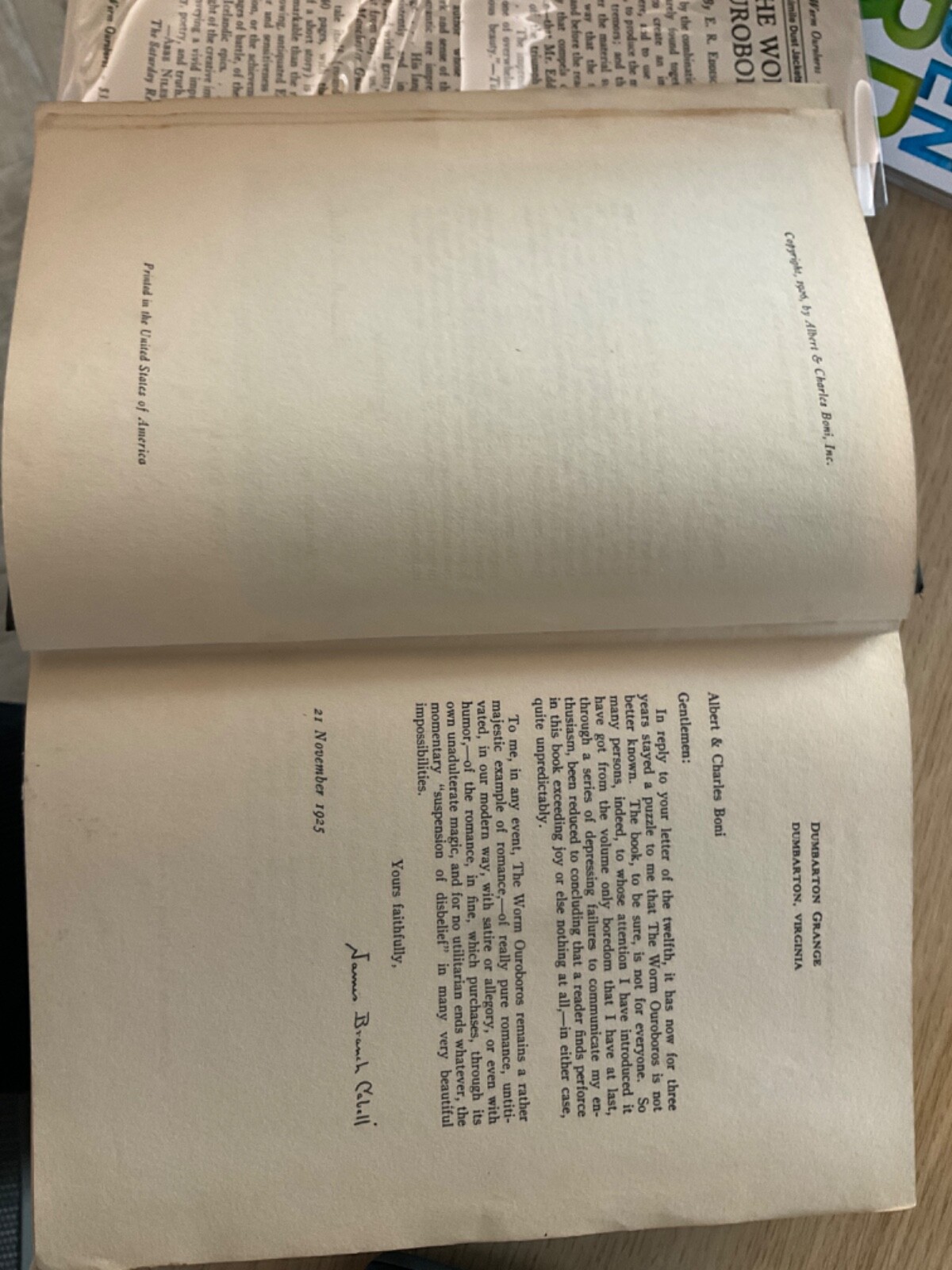 E.R. Edison – The Worm Ouroboros – 1926 1st US edition, hardback, dust jacket.