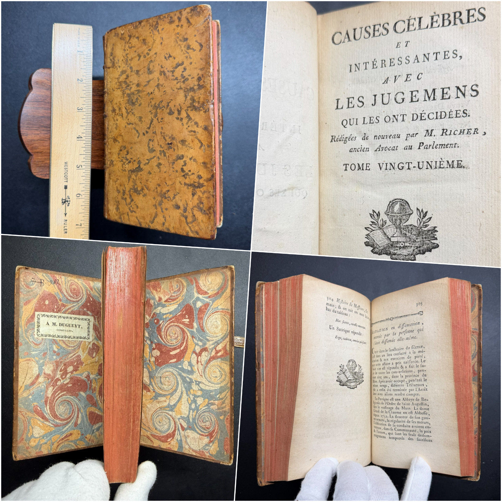 1788 Causes Célèbres Tome XXI Amsterdam French Law Calf Gilt