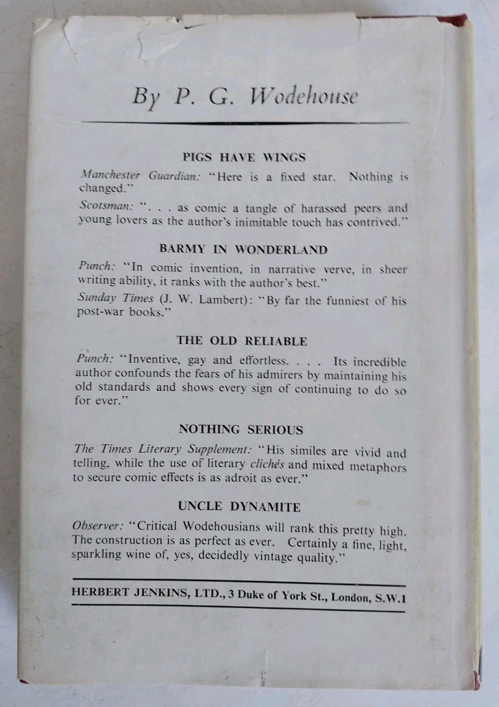 Ring For Jeeves By P. G. Wodehouse 1953 Hardcover